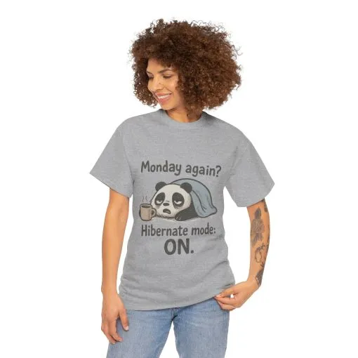 Funny Panda Hibernate Tee, Cute Animal Shirt, Unisex Cotton Tee, Gift for Lazy Days, Monday Motivation T-shirt - Image 11