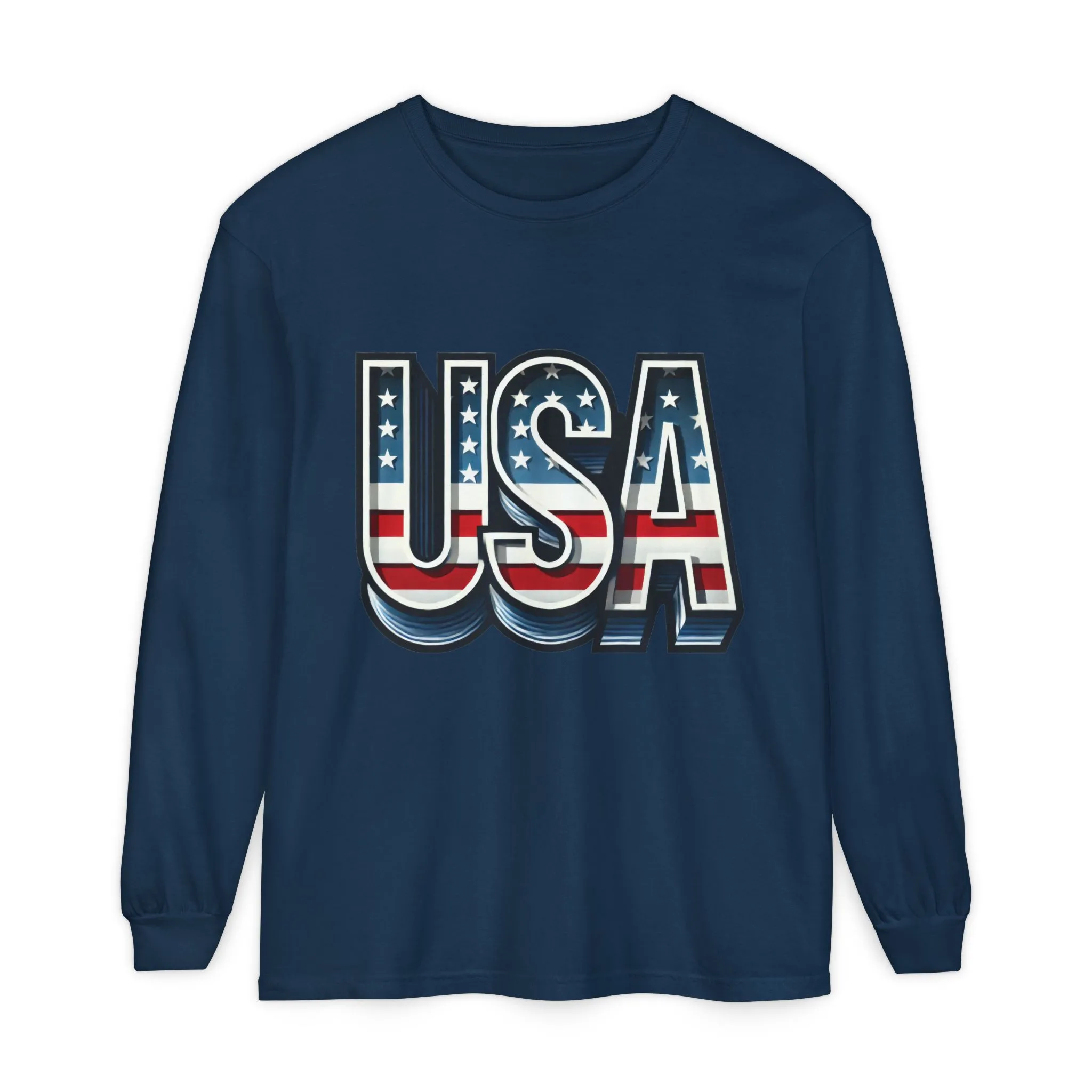 Patriotic Long Sleeve Unisex T-Shirt, USA Design, Unisex Tee for Independence Day, Memorial Day, Family Celebrations, Casual Wear - Image 13