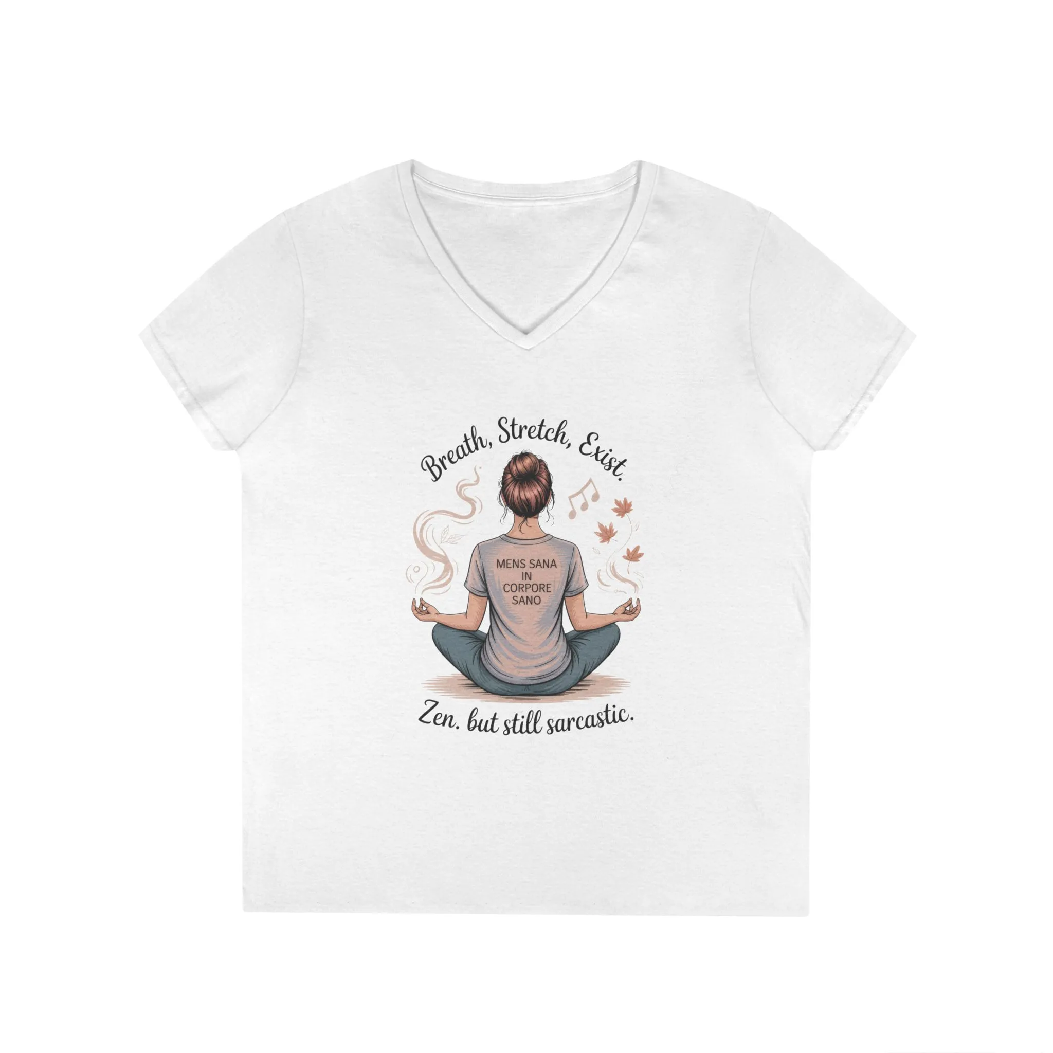 Zen but Still Sarcastic Ladies V-Neck T-Shirt, Perfect for Yoga, Casual Wear, Mindfulness, Gift Yoga Lovers, Funny Meditation Top - Image 3
