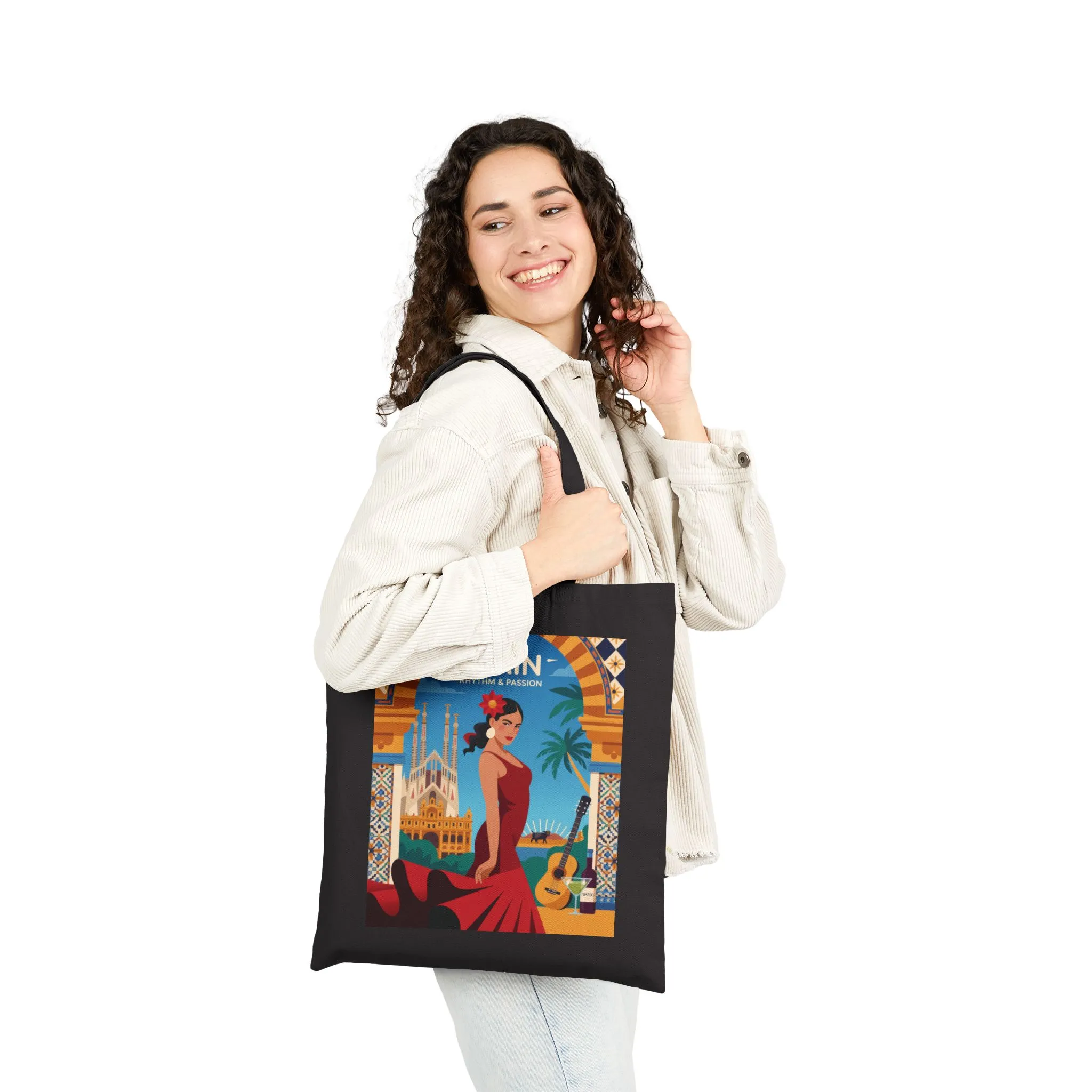Spanish Rhythm Canvas Tote Bag, Eco-Friendly Shopper, Travel Essentials, Gift for Travelers, Sustainable Fashion - Image 8