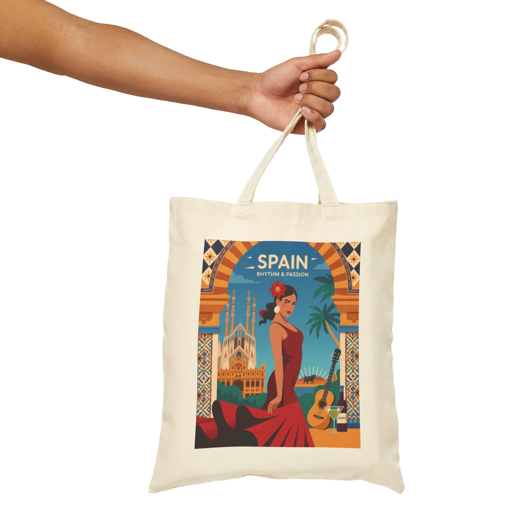 Spanish Rhythm Canvas Tote Bag, Eco-Friendly Shopper, Travel Essentials, Gift for Travelers, Sustainable Fashion - Image 4