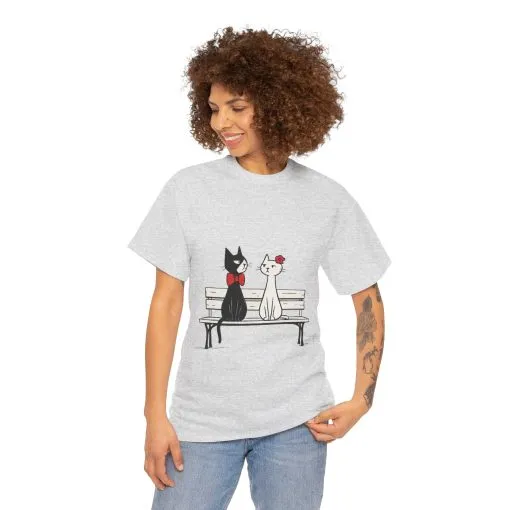 Cute Cat Lovers Tee, Unisex Heavy Cotton Tee for Pet Owners, Funny Cat Shirt, Gift for Cat Lovers, Casual T-Shirt, Animal Art Tee - Image 34