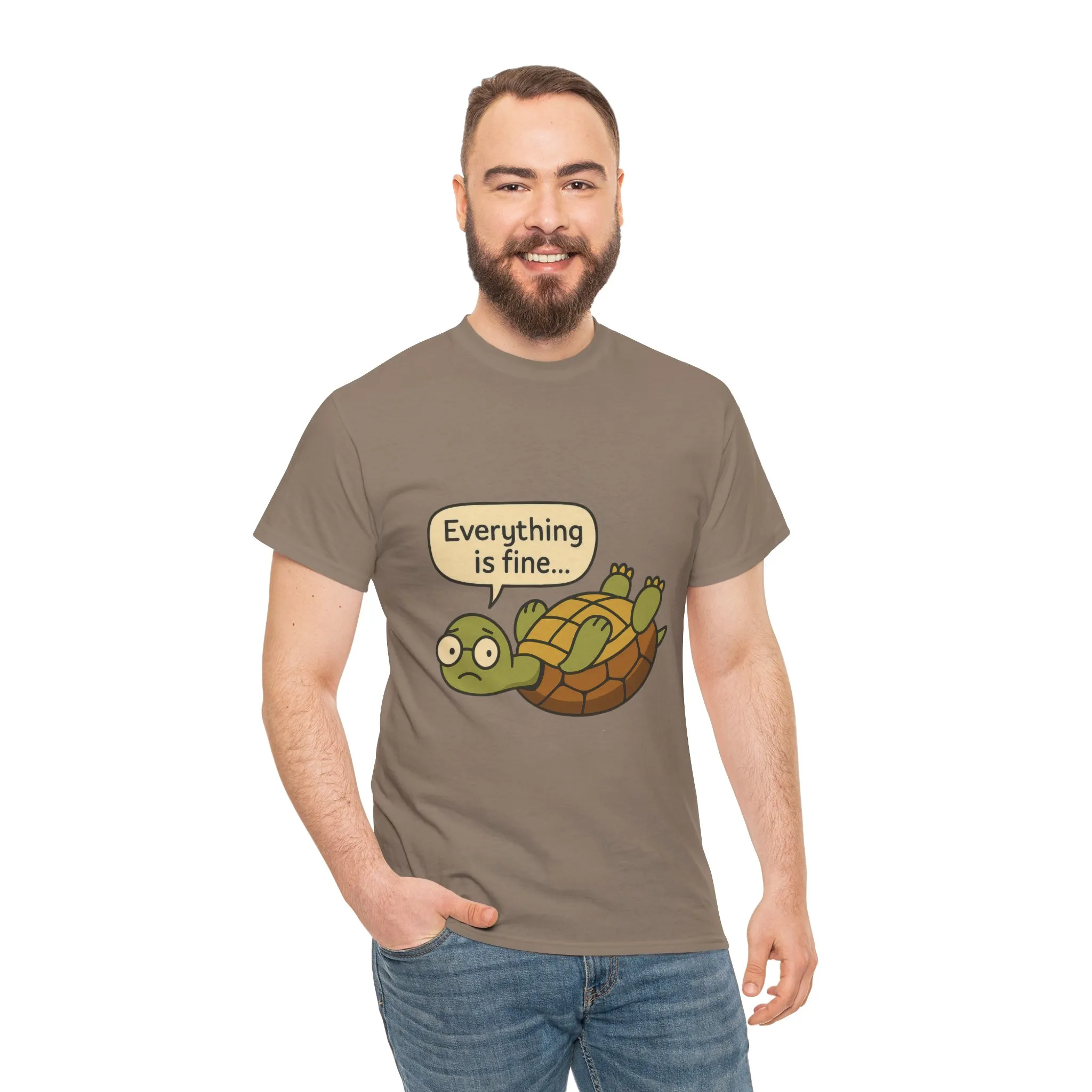 Everything is Fine Turtle Tee, Funny Unisex Cotton Tee, Cute Animal Shirt, Gift for Nature Lovers, Great for Humor, Positive message t-shirt - Image 12