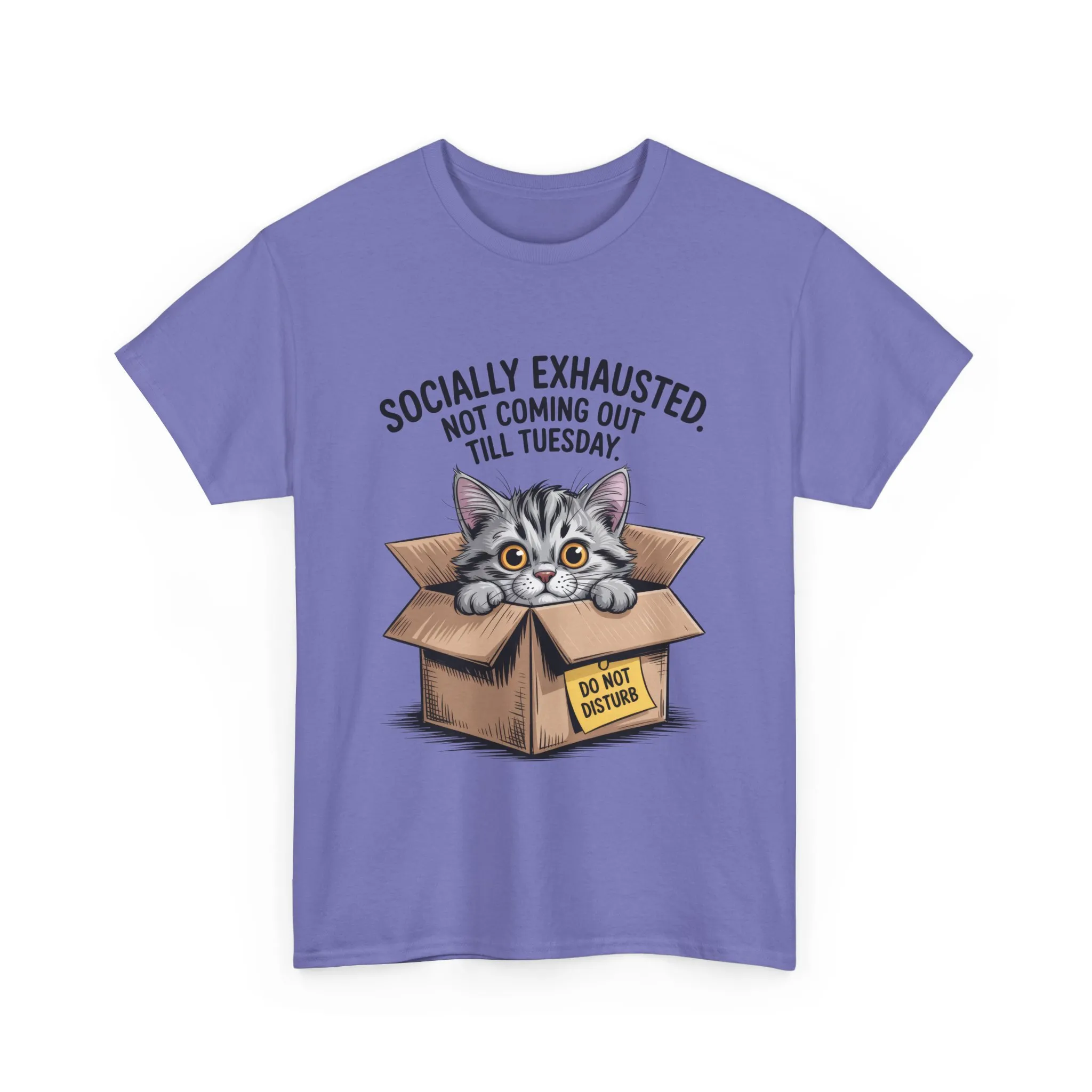 Socially Exhausted Cat Women's Tee, Funny Cat Shirt, Women's Graphic Tee, Gift for Introverts, Cute Animal T-Shirt, Weekend Wear - Image 24