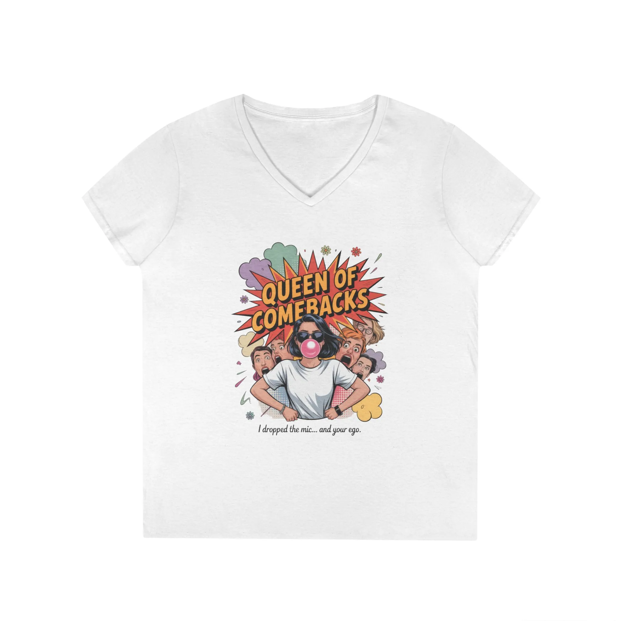 Queen of Comebacks V-Neck T-Shirt, Funny Graphic Tee, Gift for Friends, Humor Apparel, Casual Wear, Comedic Shirt - Image 3