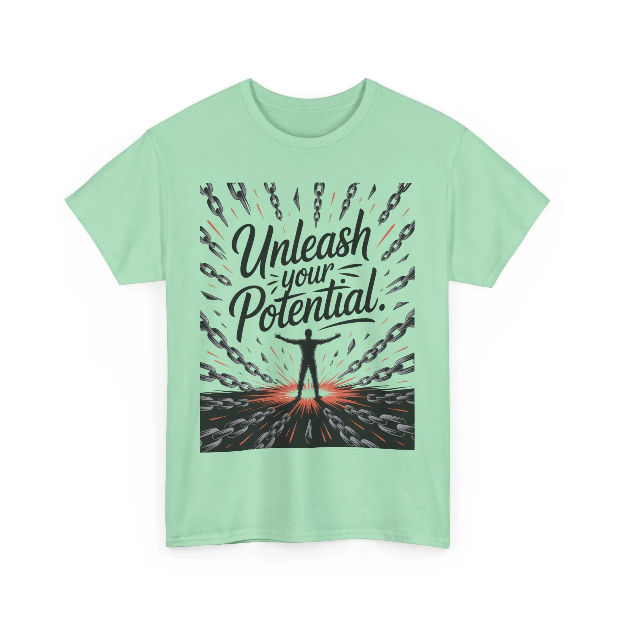 Inspiring Men s Heavy Cotton Tee, Unleash Your Potential Motivation Shirt, Gift for Graduates, Personal Growth Apparel, Casual Wear - Image 33