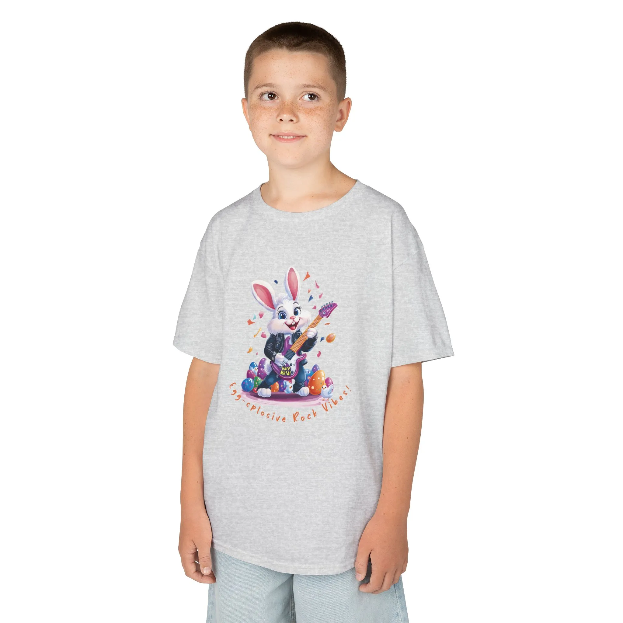 Explosive Rock Vibes Kids Tee - Fun Bunny Graphic T-Shirt for Young Rockstars, Gift for Easter, Rock Star Easter Bunny - Image 22