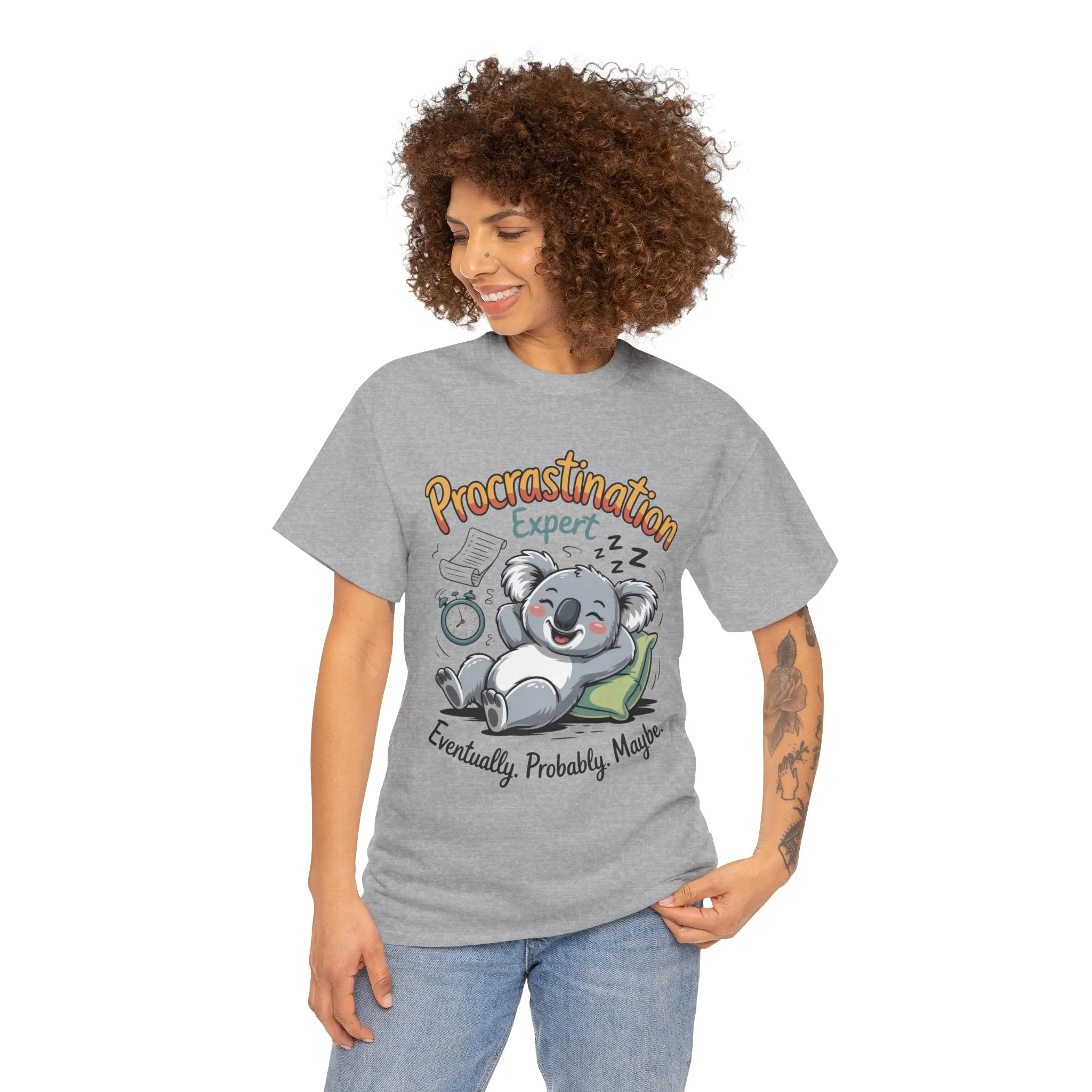 Procrastination Expert Cotton Tee, Funny T-Shirt, Cute Koala Design, Gift for Students, Relaxed Fit Shirt, Gift for Animal Lovers - Image 7