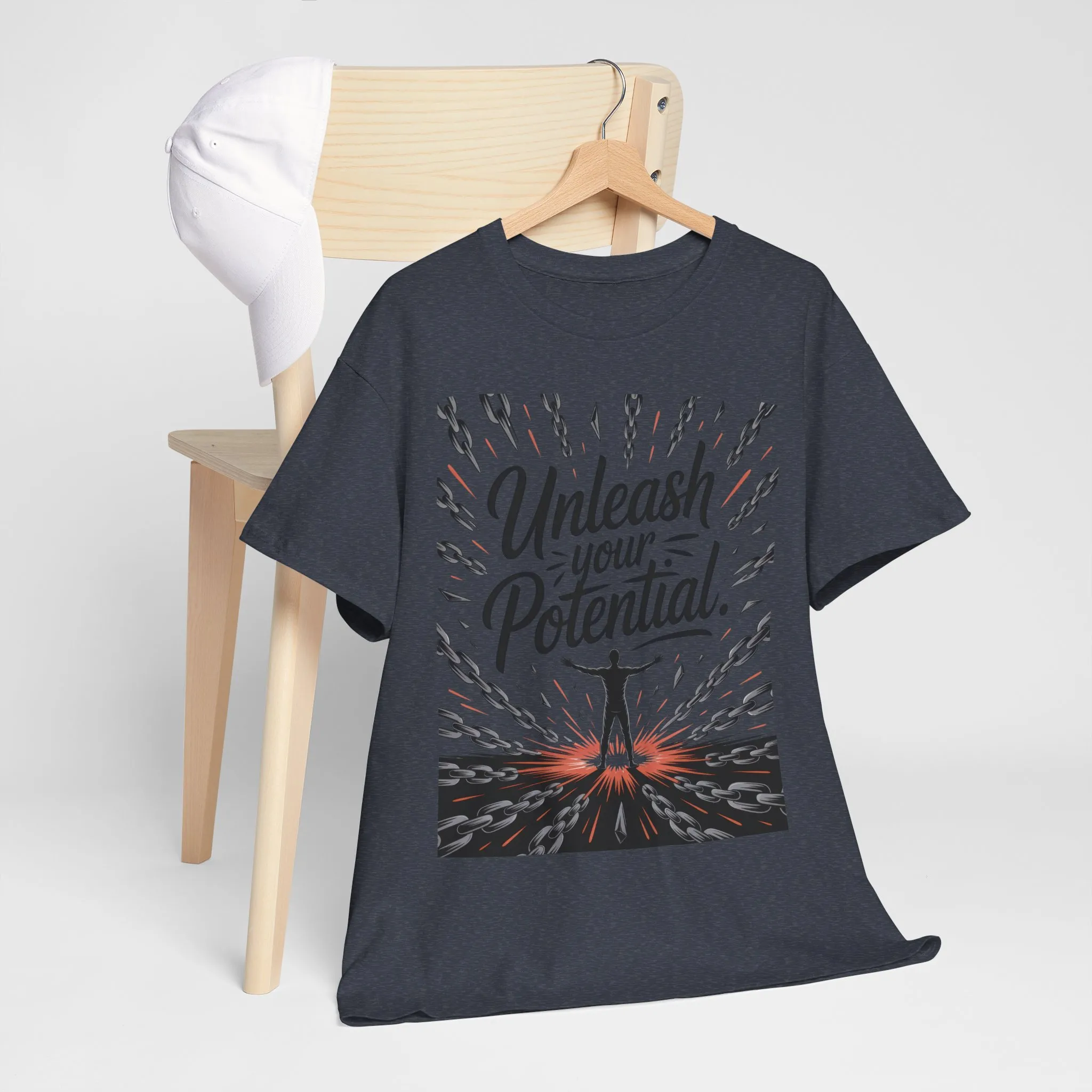 Inspiring Men s Heavy Cotton Tee, Unleash Your Potential Motivation Shirt, Gift for Graduates, Personal Growth Apparel, Casual Wear - Image 24