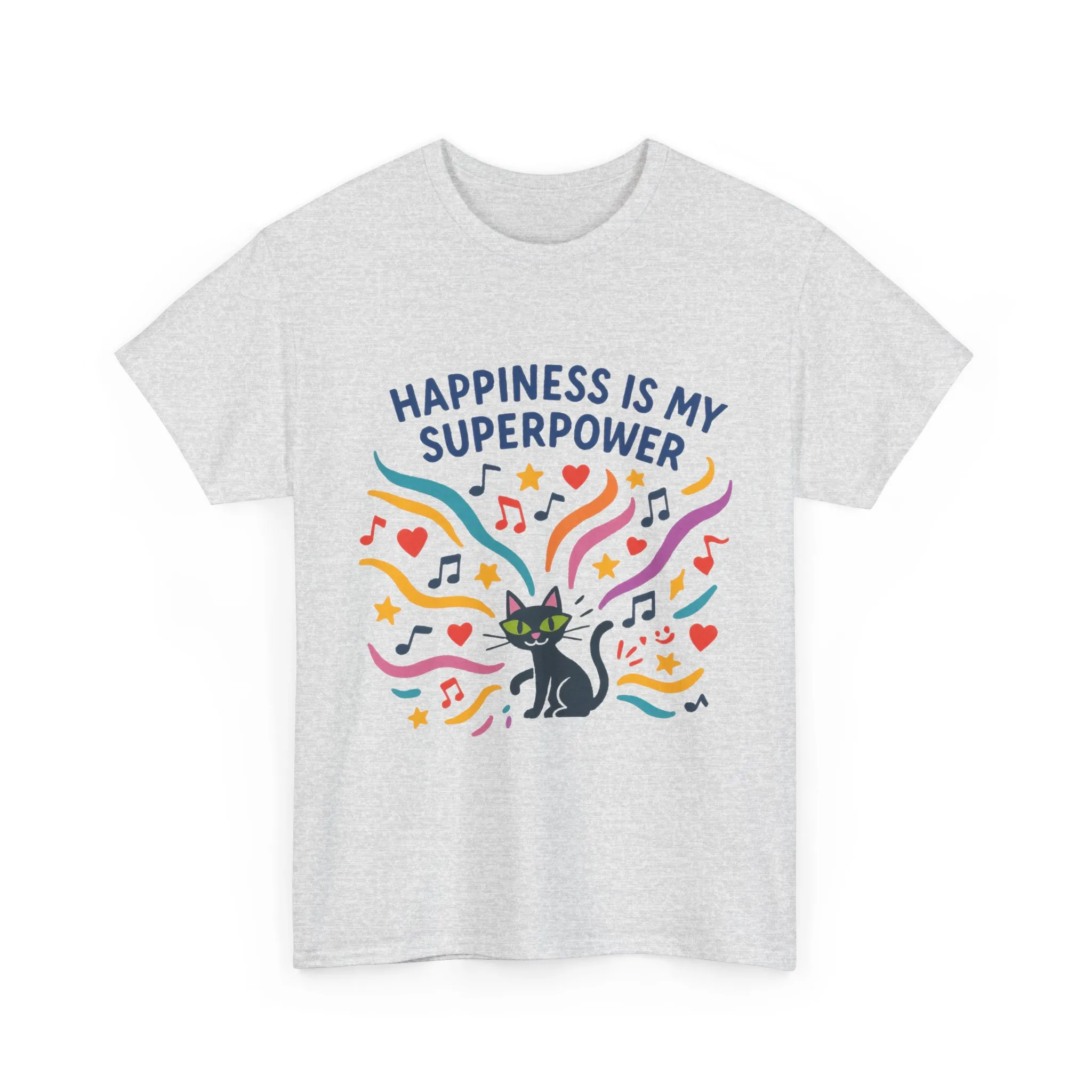 Happiness is My Superpower Tee - Fun Unisex Cotton T-Shirt, Gift for Cat Lovers, Cute Pet Apparel, Everyday Wear, Positive Vibes - Image 6
