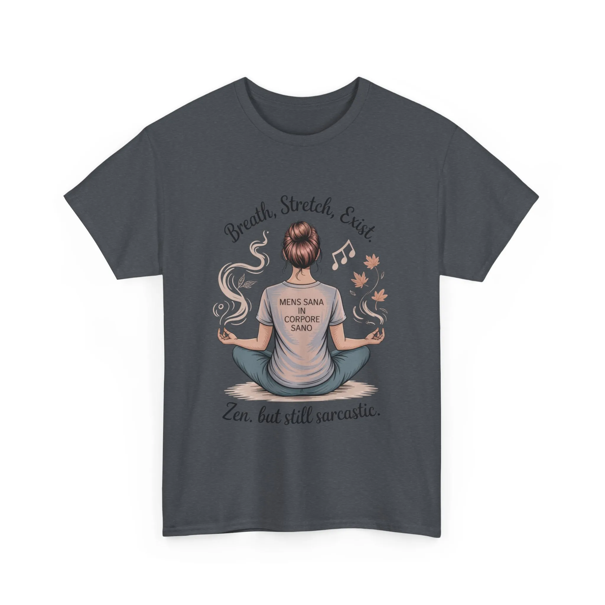 Zen Sarcasm Women s Heavy Cotton Tee, Breath Stretch Exist Shirt, Gift for Yoga Lovers, Relaxation Tee, Funny Meditation Top, Relaxation Tee - Image 33