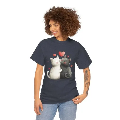 Cute Cat Love T-Shirt, Adorable Feline Couple Tee, Gift for Cat Lovers, Valentine's Day Shirt, Cozy Everyday Wear, Cat Mom T-Shirt - Image 20