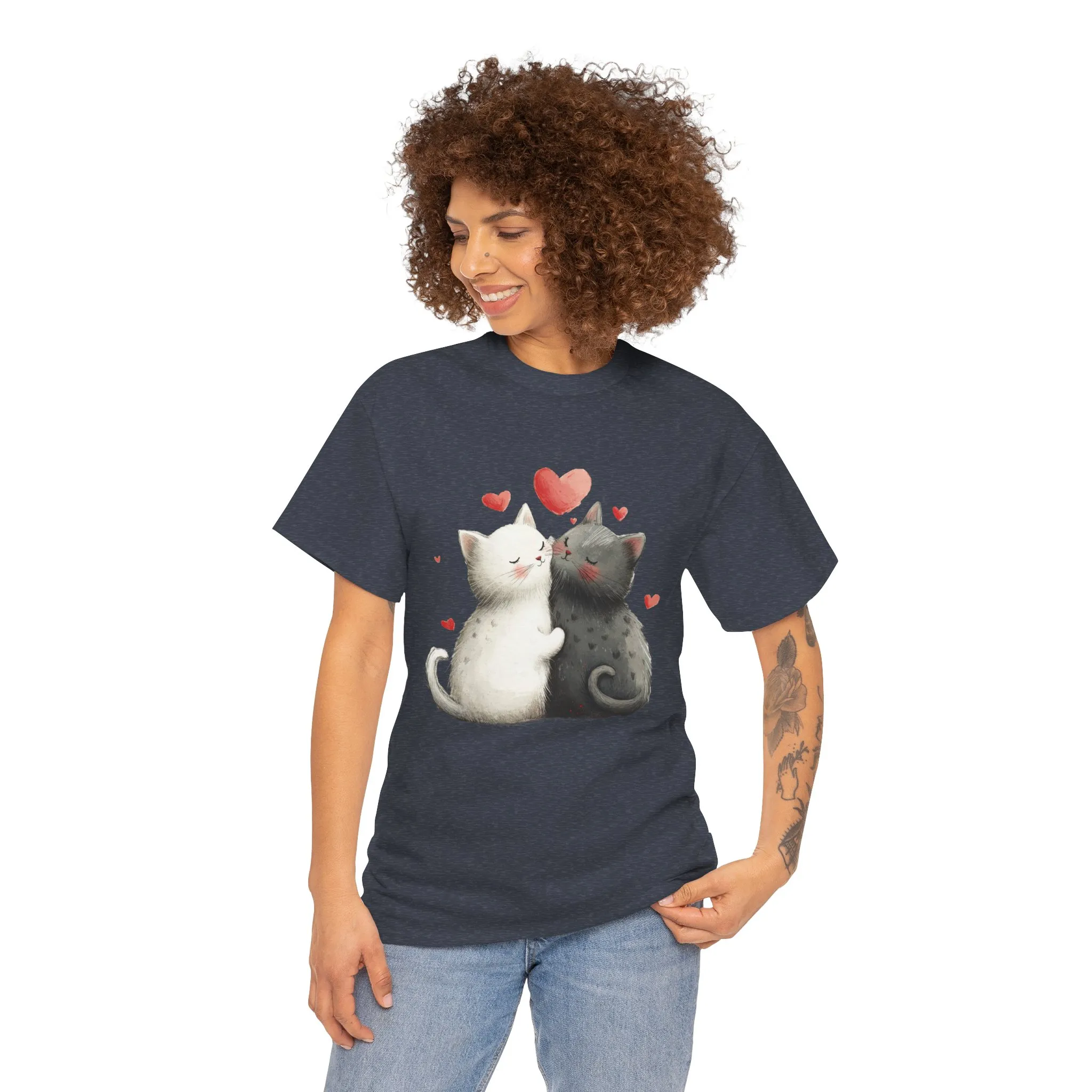 Cute Cat Love T-Shirt, Adorable Feline Couple Tee, Gift for Cat Lovers, Valentine's Day Shirt, Cozy Everyday Wear, Cat Mom T-Shirt - Image 20