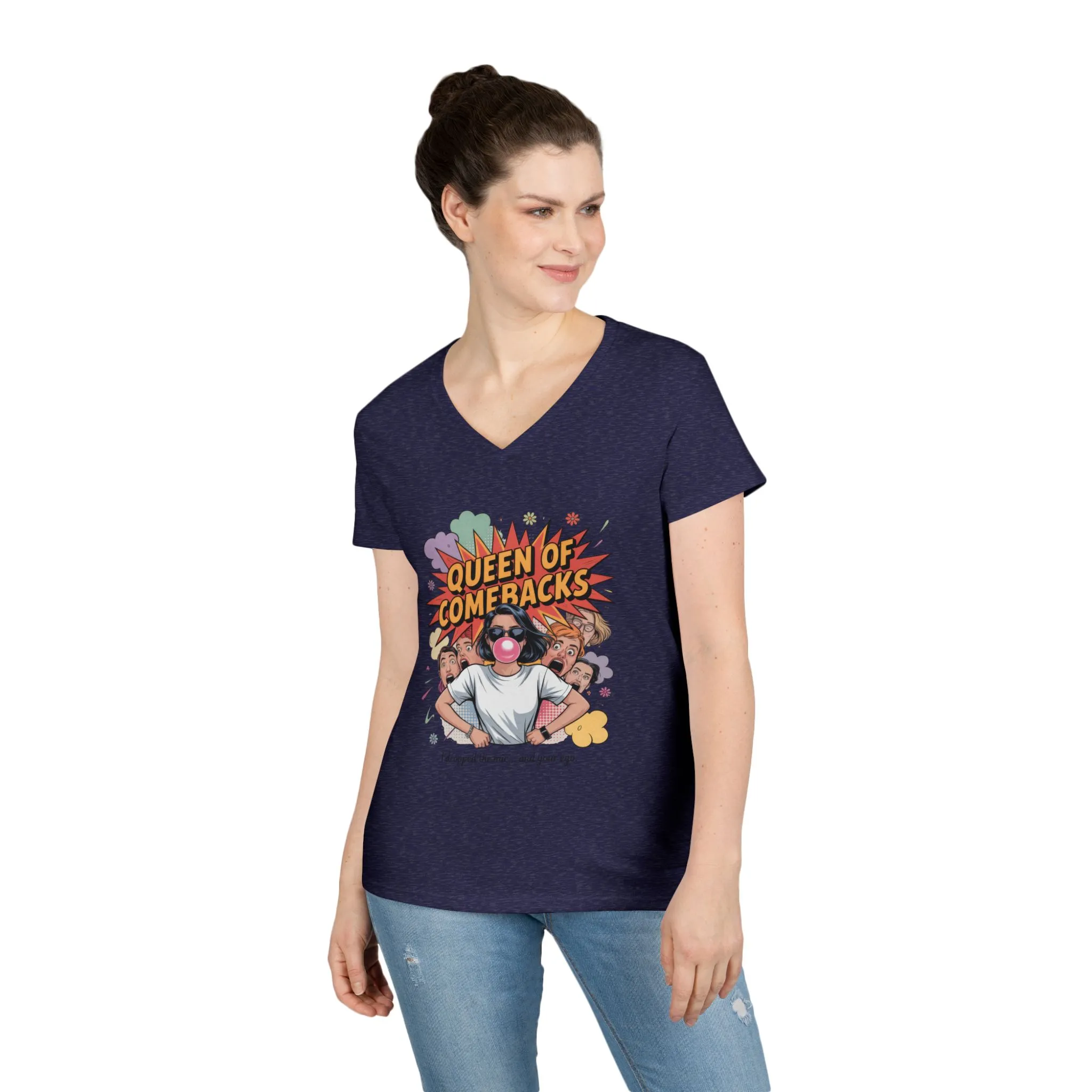 Queen of Comebacks V-Neck T-Shirt, Funny Graphic Tee, Gift for Friends, Humor Apparel, Casual Wear, Comedic Shirt - Image 14