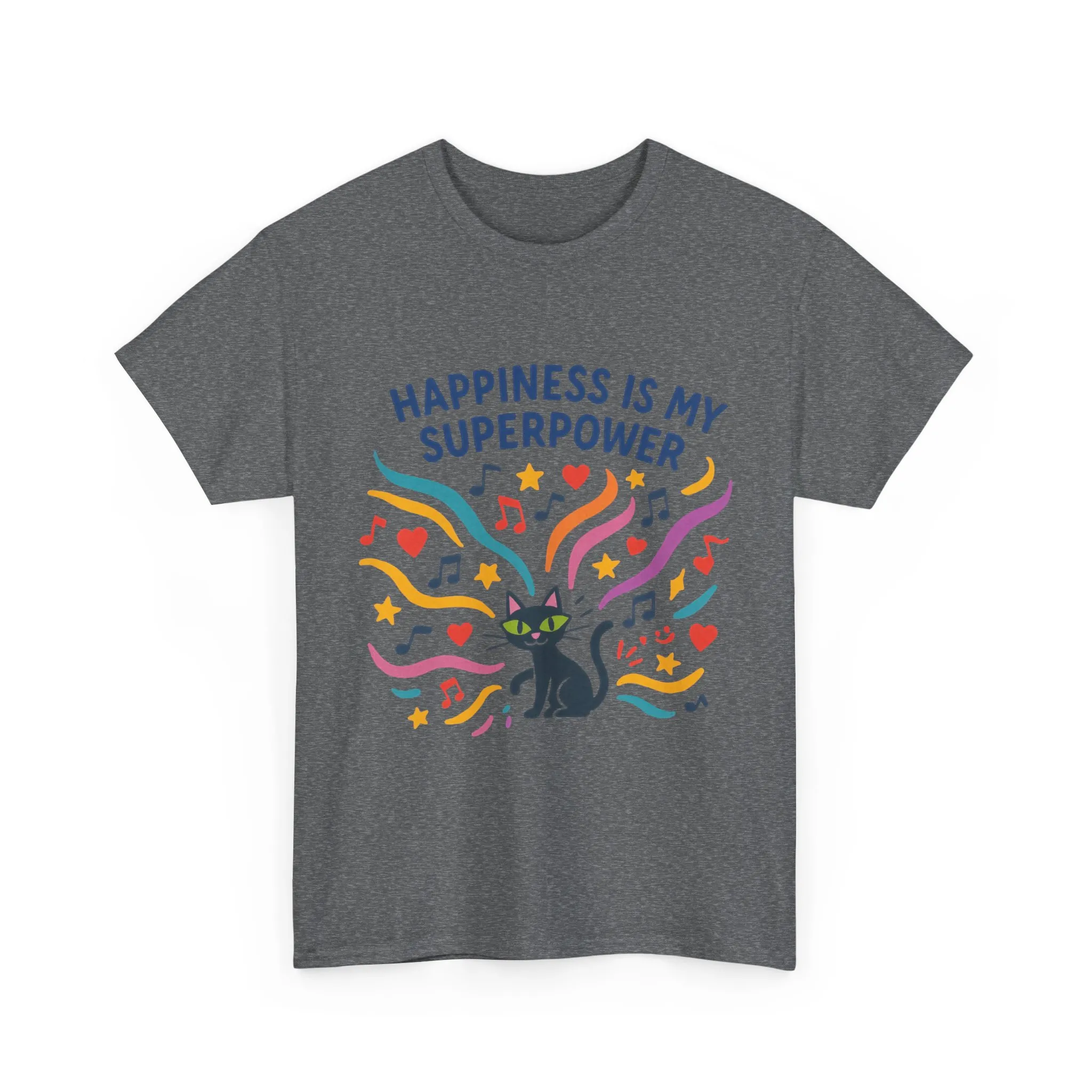 Happiness is My Superpower Tee - Fun Unisex Cotton T-Shirt, Gift for Cat Lovers, Cute Pet Apparel, Everyday Wear, Positive Vibes - Image 36