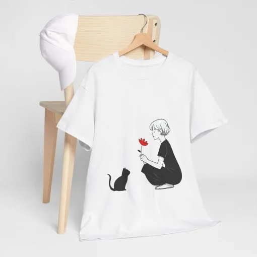 Cat Lover's Heavy Cotton Tee, Cute Cat Shirt, Pet Owner Gift, Animal Lover Apparel, Birthday Gift for Her, Women's Cotton T-Shirt, Cat Lover - Image 6