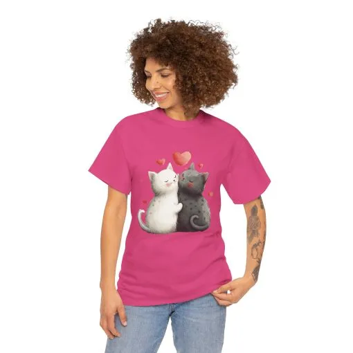 Cute Cat Love T-Shirt, Adorable Feline Couple Tee, Gift for Cat Lovers, Valentine's Day Shirt, Cozy Everyday Wear, Cat Mom T-Shirt - Image 29