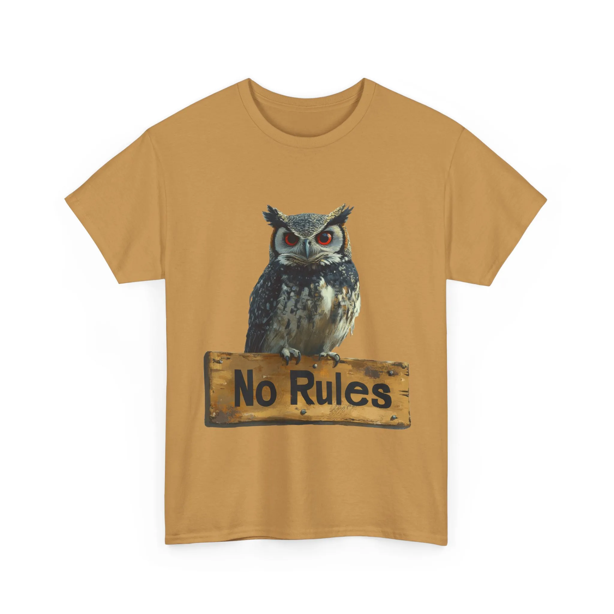 No Rules Owl Graphic T-Shirt, Unisex Heavy Cotton Tee, Funny Animal Shirt, Rebellious Bird Tee Gift for Him or Her - Image 14