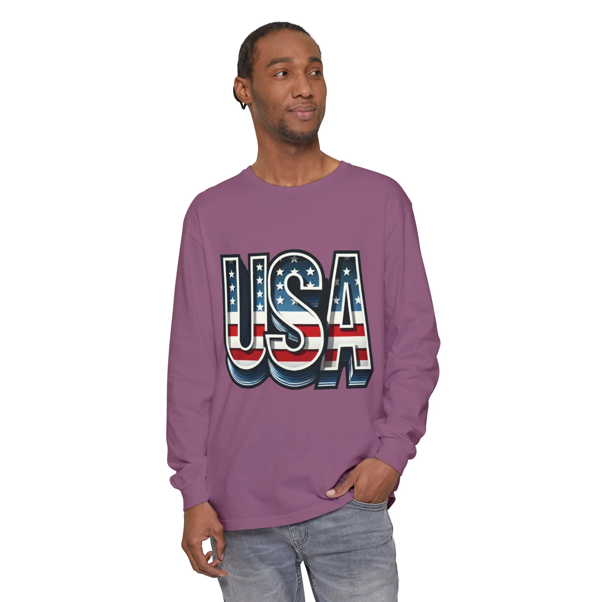 Patriotic Long Sleeve Unisex T-Shirt, USA Design, Unisex Tee for Independence Day, Memorial Day, Family Celebrations, Casual Wear - Image 23