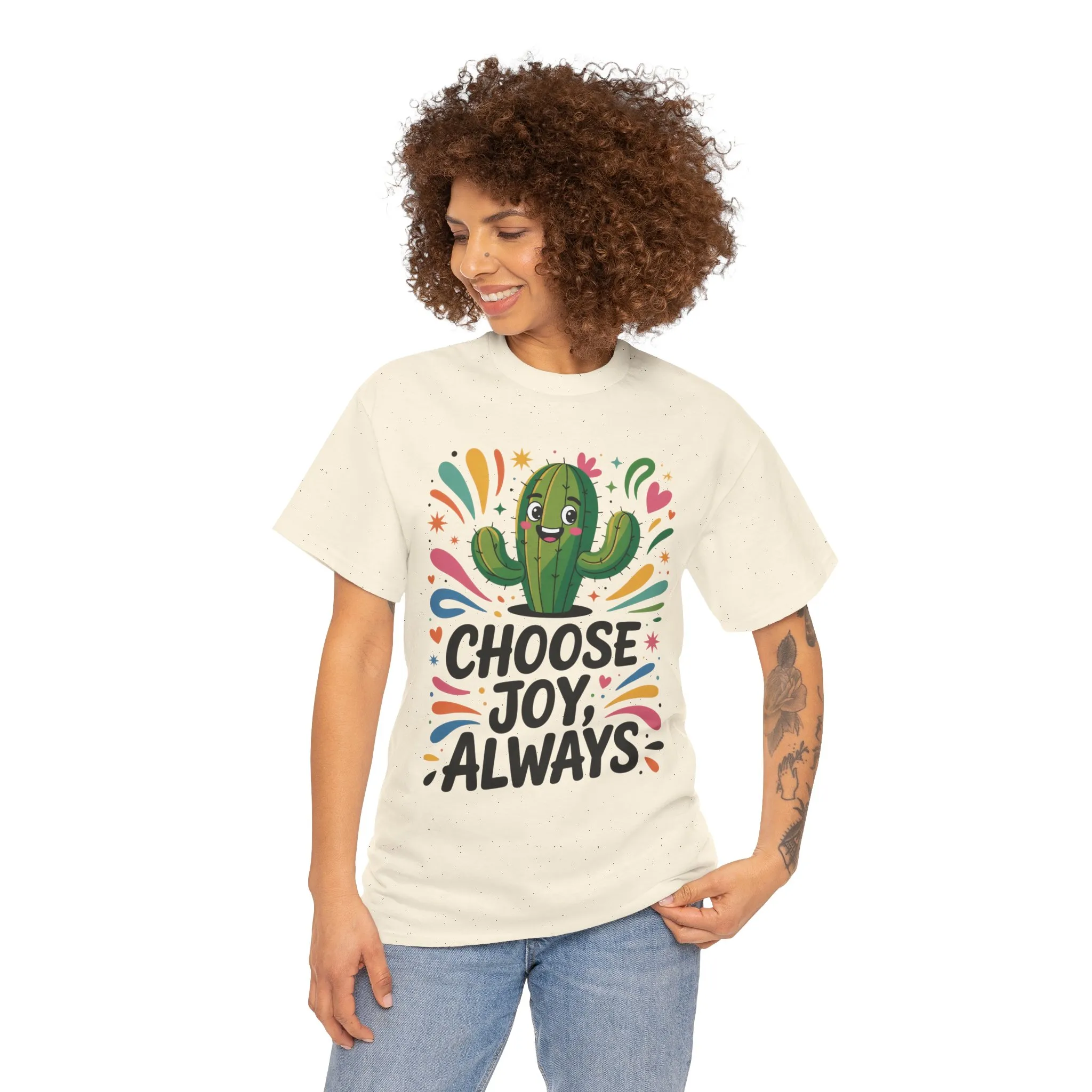 Choose Joy Always Cactus Women's Tee, Women's Casual T-Shirt, Happy Vibes Apparel, Positive Quote Shirt, Joyful Statement Tee - Image 10