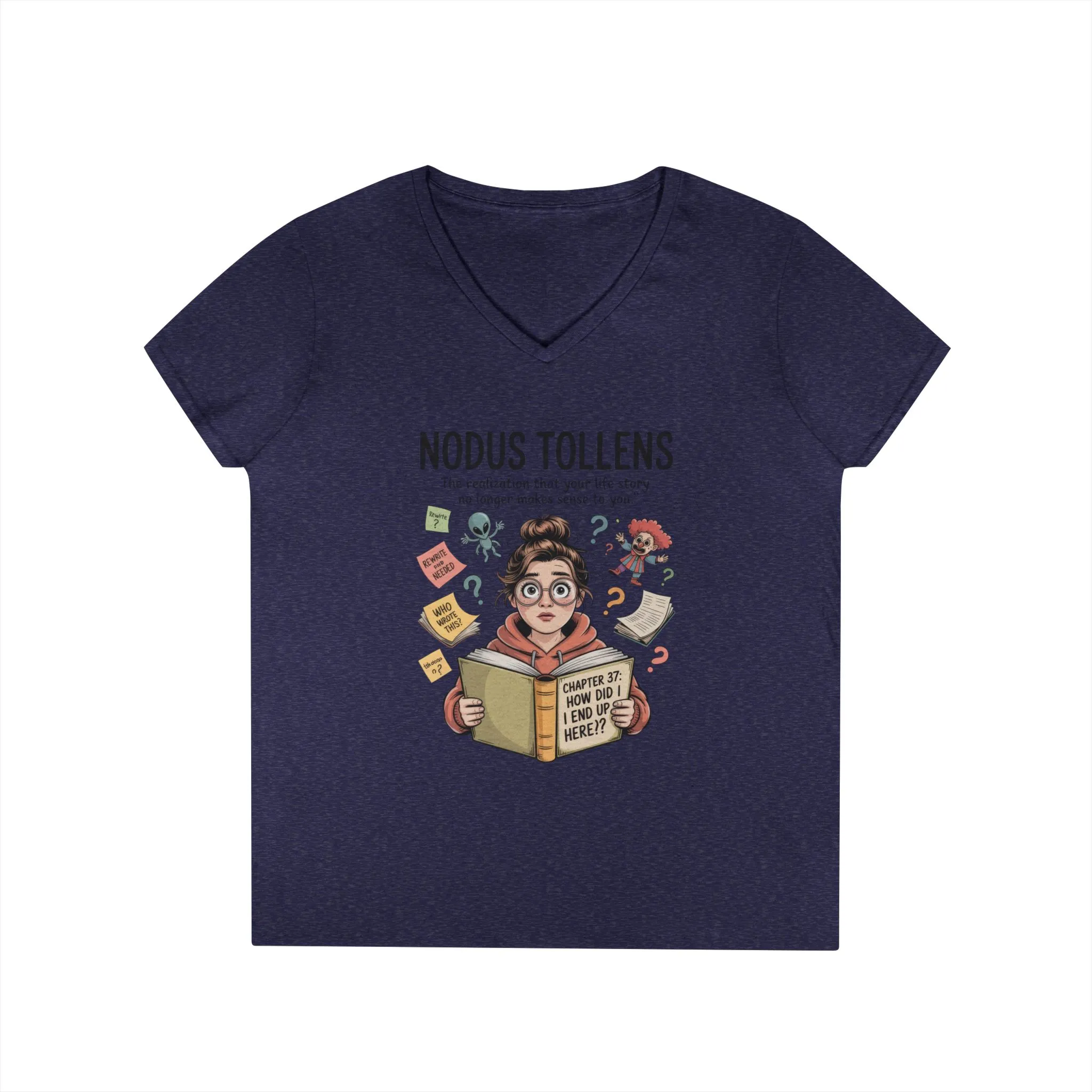Nodus Tollens V-Neck T-Shirt, Women's Heavy Cotton Shirt, Latin Words, Moods & Modes, Self-Awareness, Quirky Humor Shirt - Image 14