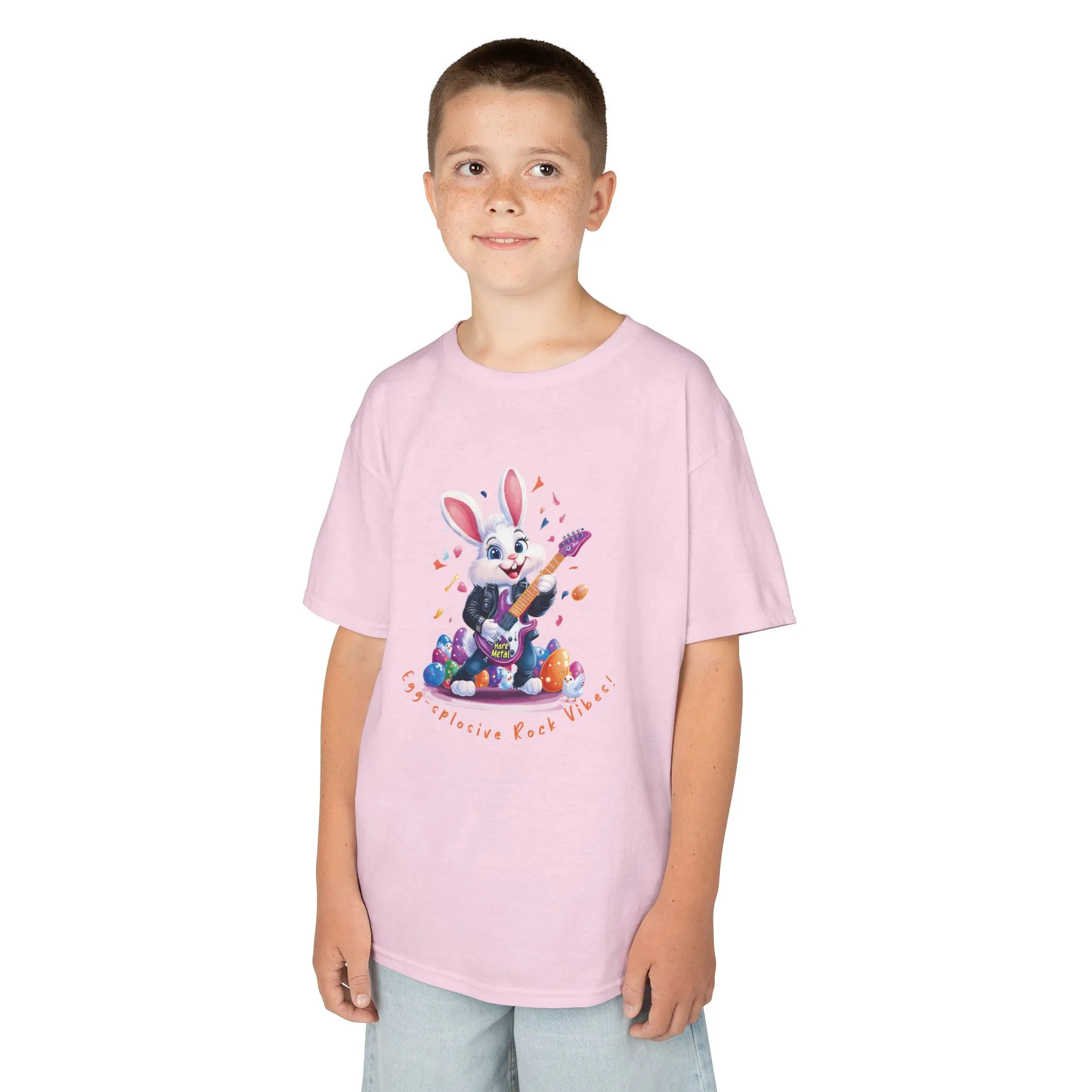 Explosive Rock Vibes Kids Tee - Fun Bunny Graphic T-Shirt for Young Rockstars, Gift for Easter, Rock Star Easter Bunny - Image 20