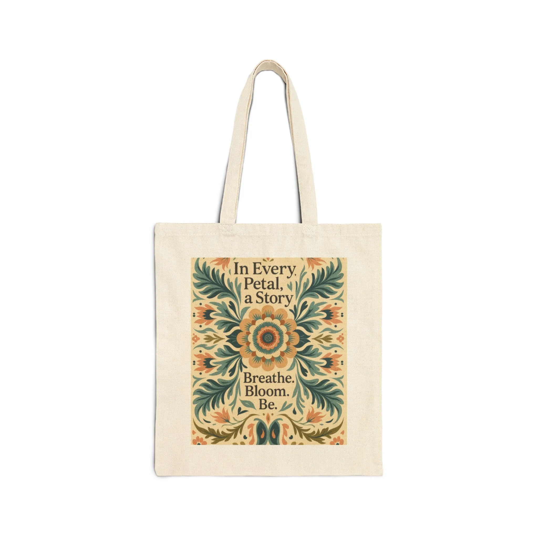 Inspirational Cotton Canvas Tote Bag, Eco-Friendly, Grocery Bag, Gift, Art Tote, Floral Design - Image 2