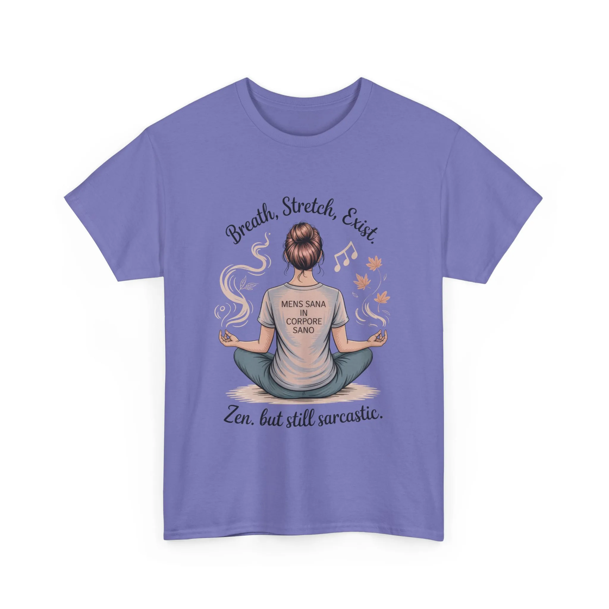 Zen Sarcasm Women s Heavy Cotton Tee, Breath Stretch Exist Shirt, Gift for Yoga Lovers, Relaxation Tee, Funny Meditation Top, Relaxation Tee - Image 24