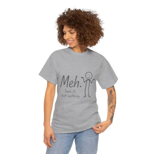Funny Women's Heavy Cotton Tee, 'Meh' Graphic Shirt, Perfect Gift for Sarcastic Friends, Casual Wear, Birthdays, Everyday Humor, Comfy Tee - Image 9