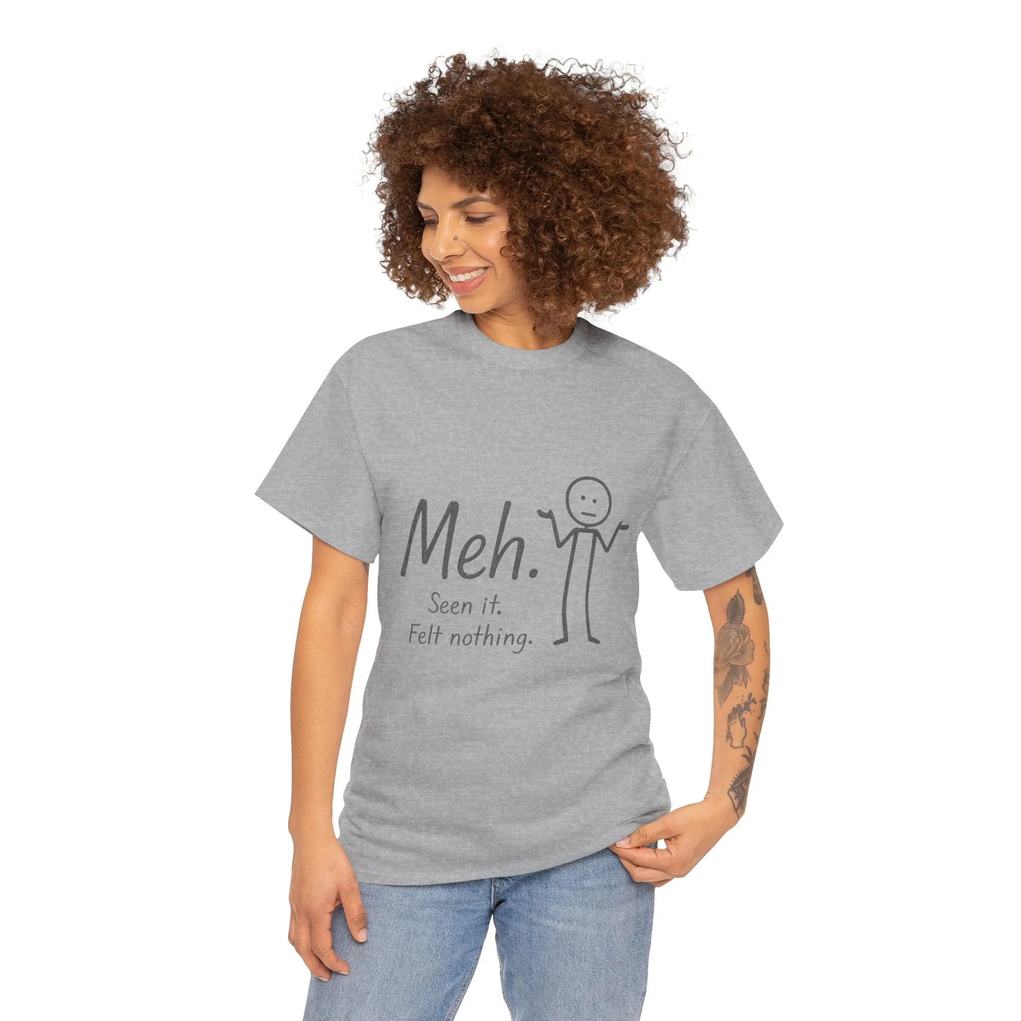 Funny Women's Heavy Cotton Tee, 'Meh' Graphic Shirt, Perfect Gift for Sarcastic Friends, Casual Wear, Birthdays, Everyday Humor, Comfy Tee - Image 9