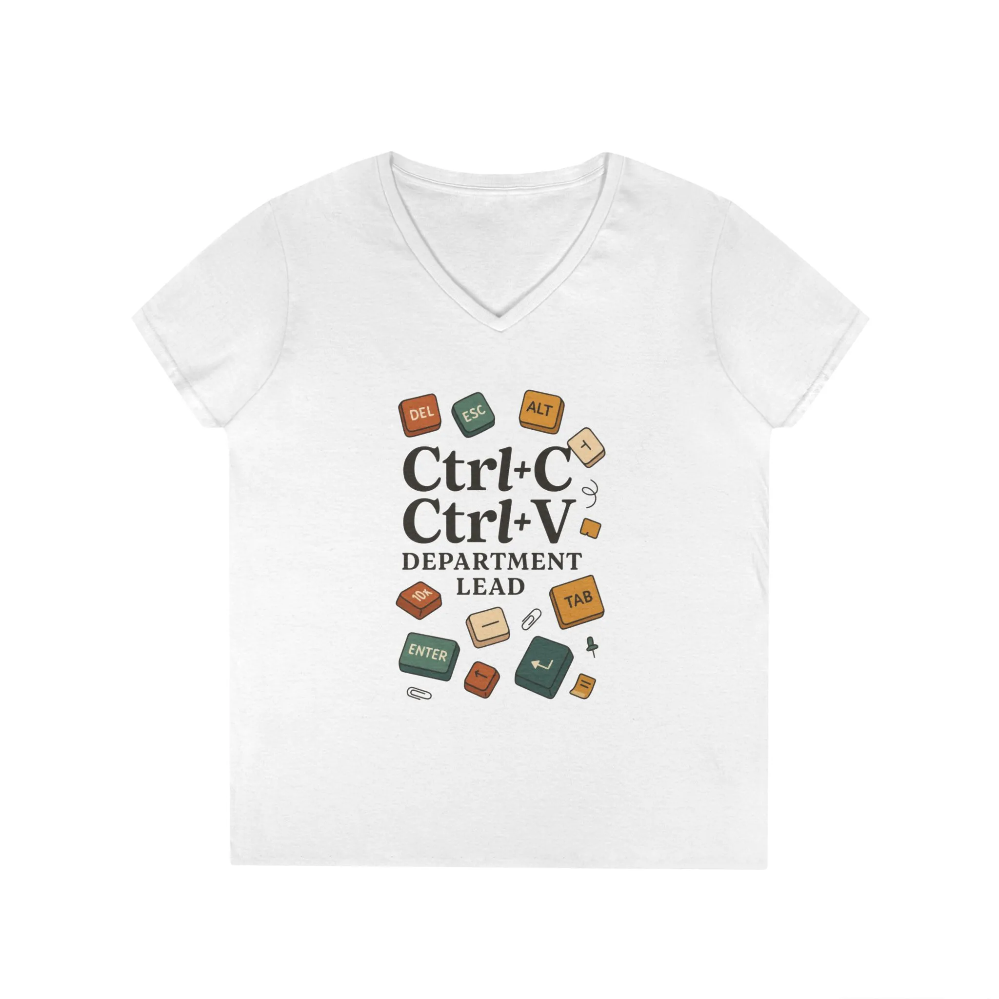 Tech Savvy Ladies V-Neck T-Shirt, Funny Coding Tee, Programmer Gift, Office Humor Top, CTRL C V Shirt, Work From Home Clothes - Image 2
