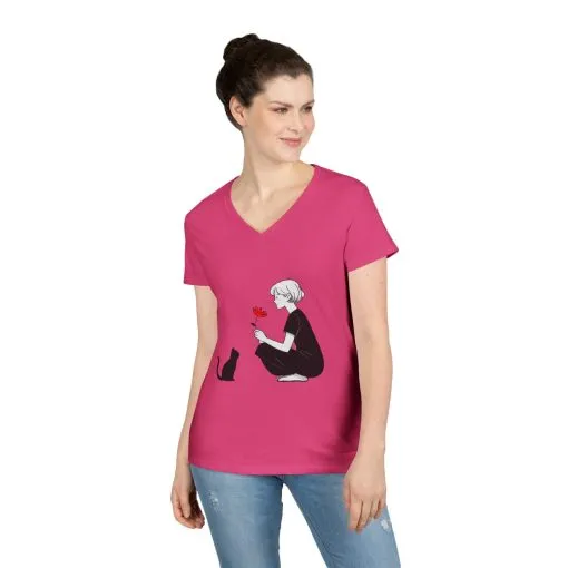 Cat Lover's V-Neck T-Shirt - Cute Graphic Tee for Pet Owners, Gifts for Cat Lovers, Animal Lover Apparel, Valentine's Day, Cat Love - Image 17