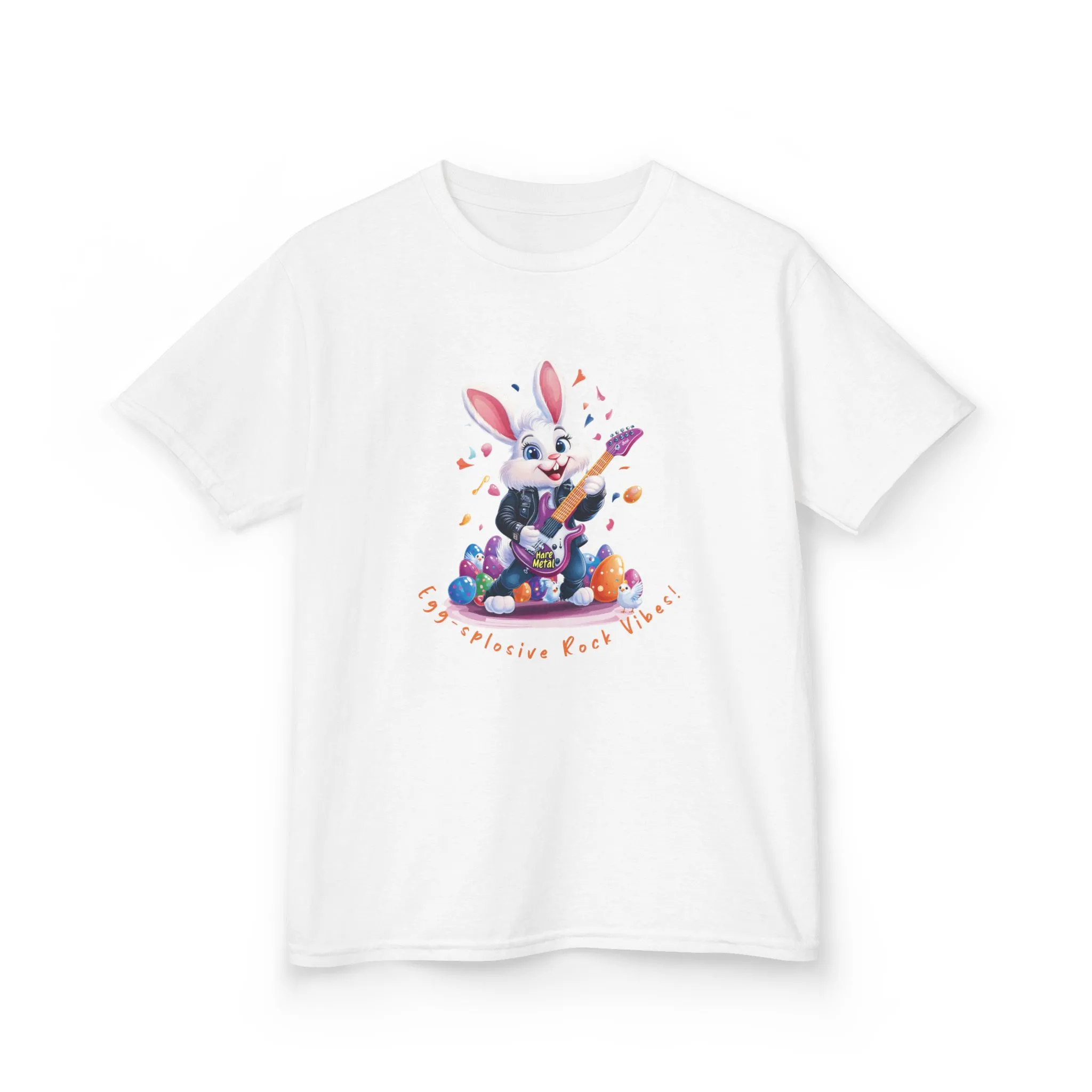 Explosive Rock Vibes Kids Tee - Fun Bunny Graphic T-Shirt for Young Rockstars, Gift for Easter, Rock Star Easter Bunny - Image 6