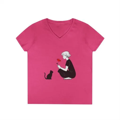 Cat Lover's V-Neck T-Shirt - Cute Graphic Tee for Pet Owners, Gifts for Cat Lovers, Animal Lover Apparel, Valentine's Day, Cat Love - Image 18