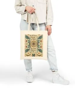 Inspirational Cotton Canvas Tote Bag, Eco-Friendly, Grocery Bag, Gift, Art Tote, Floral Design