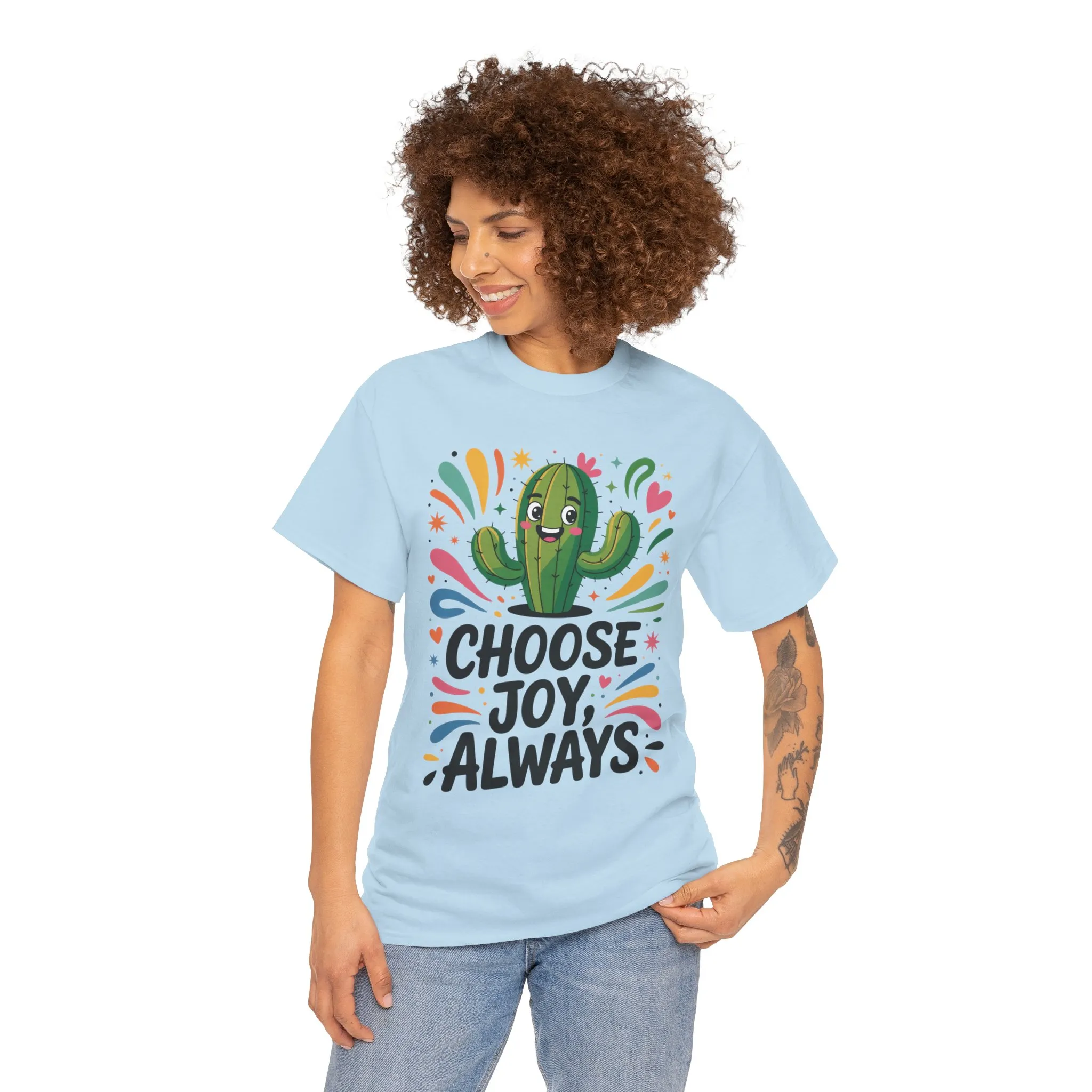 Choose Joy Always Cactus Women's Tee, Women's Casual T-Shirt, Happy Vibes Apparel, Positive Quote Shirt, Joyful Statement Tee - Image 32