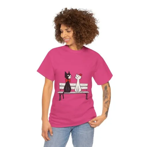 Cute Cat Lovers Tee, Unisex Heavy Cotton Tee for Pet Owners, Funny Cat Shirt, Gift for Cat Lovers, Casual T-Shirt, Animal Art Tee - Image 23