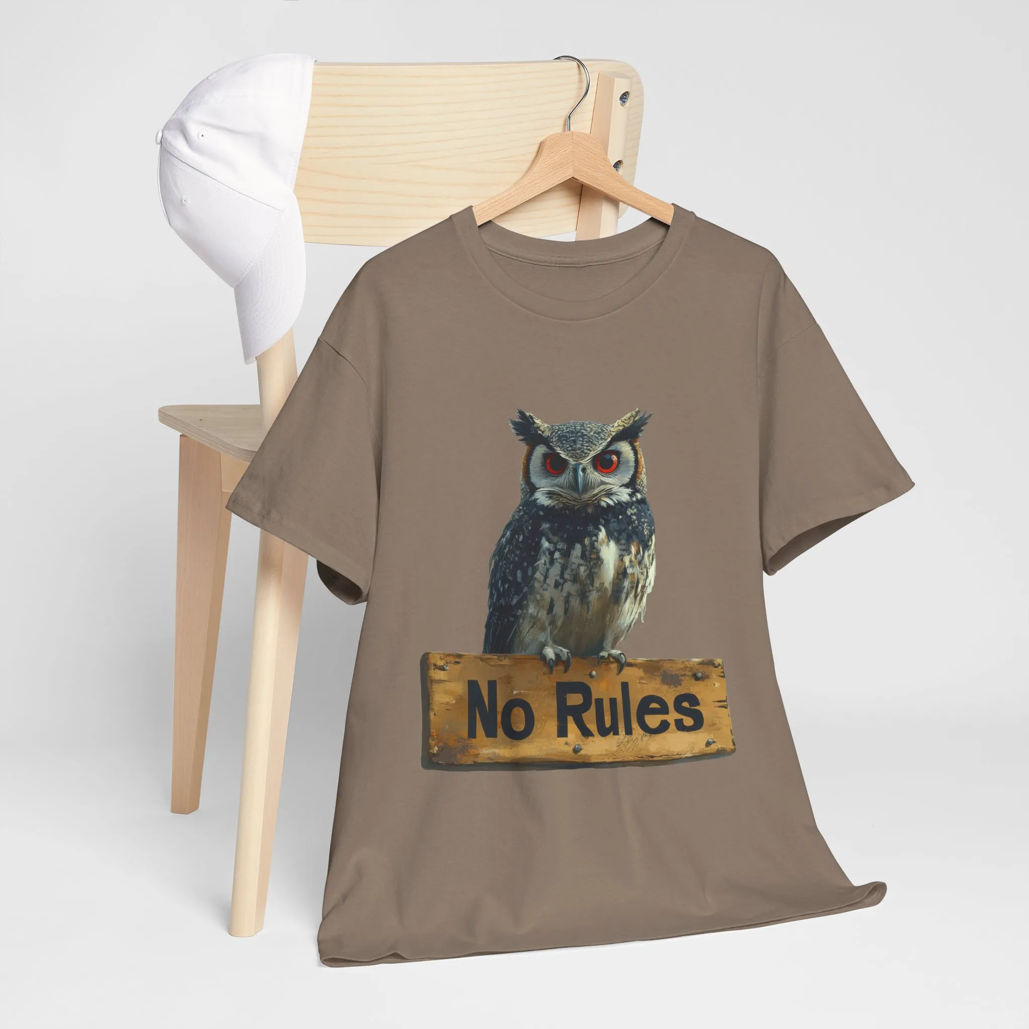 No Rules Owl Graphic T-Shirt, Unisex Heavy Cotton Tee, Funny Animal Shirt, Rebellious Bird Tee Gift for Him or Her - Image 17
