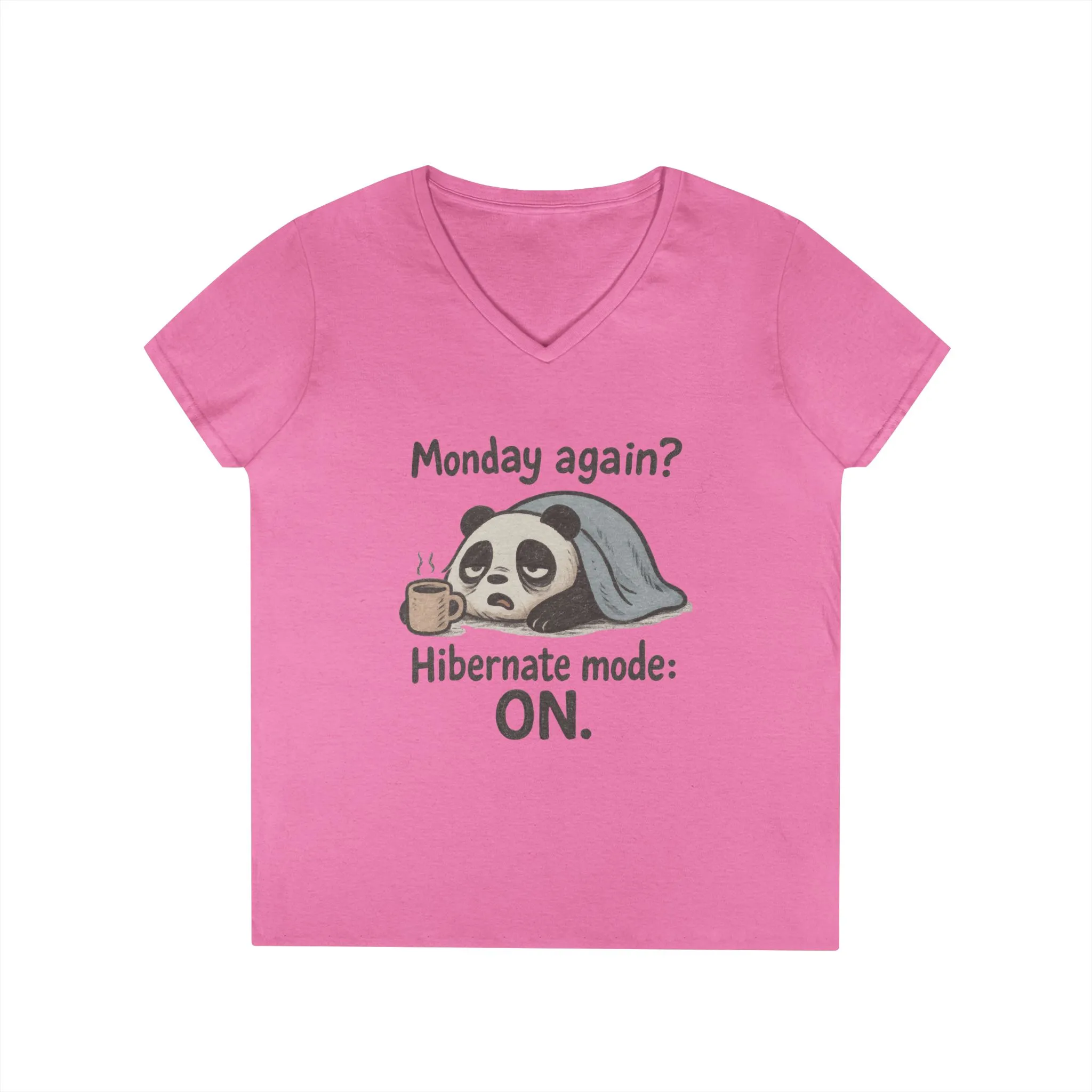 Panda V-Neck T-Shirt - Perfect for Lazy Days, Hibernation Mode, Casual Wear, Gift for Her, Weekend Comfort Clothing, Monday Syndrome - Image 13