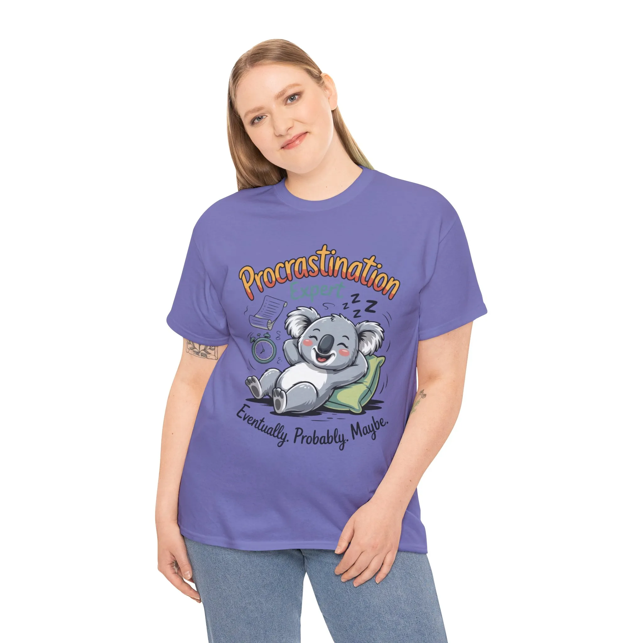 Procrastination Expert Cotton Tee, Funny T-Shirt, Cute Koala Design, Gift for Students, Relaxed Fit Shirt, Gift for Animal Lovers - Image 26