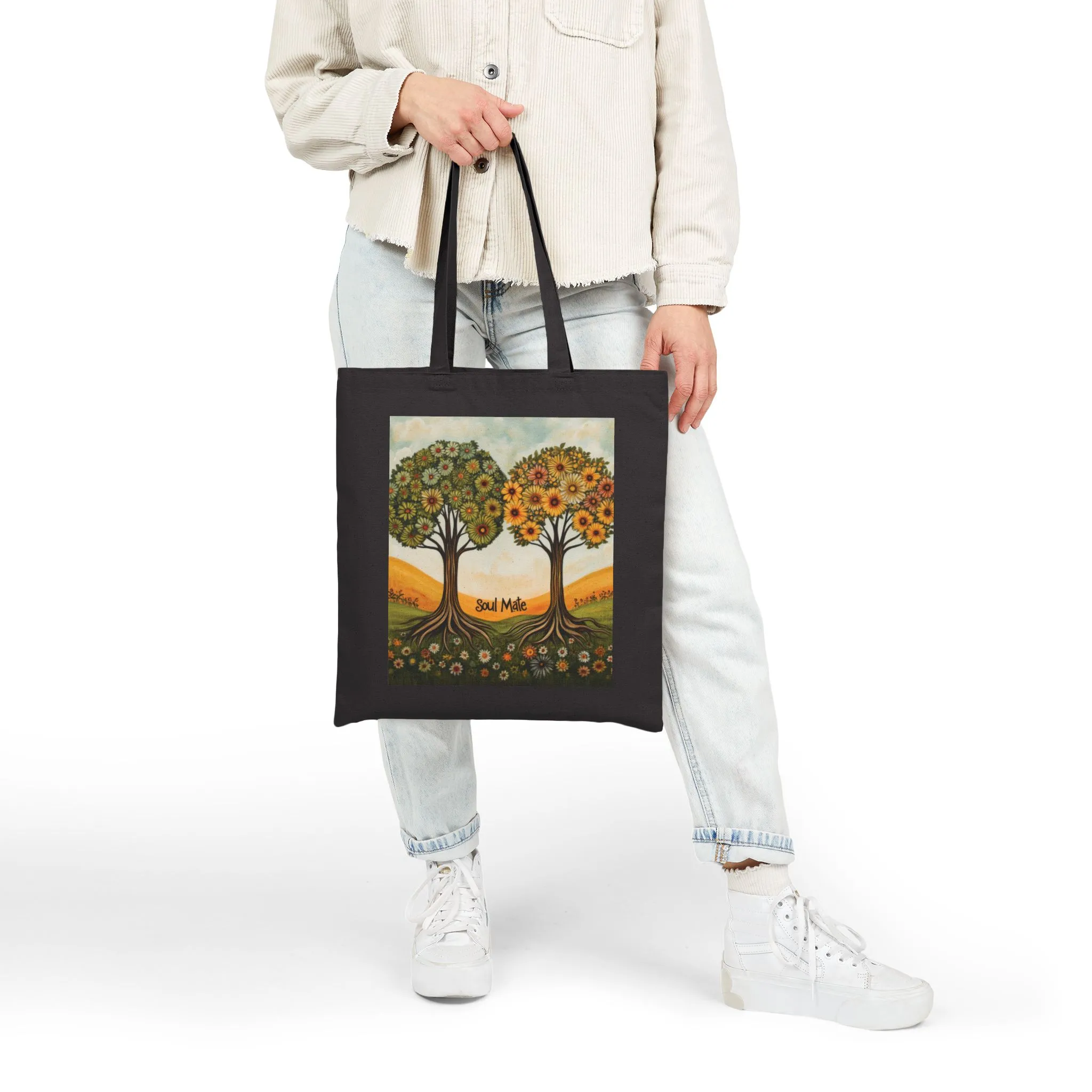 Soul Mate Canvas Tote Bag, Eco-Friendly Shopping Bag, Gift for Friends, Beach Tote, Artwork Design, Reusable Bag - Image 9
