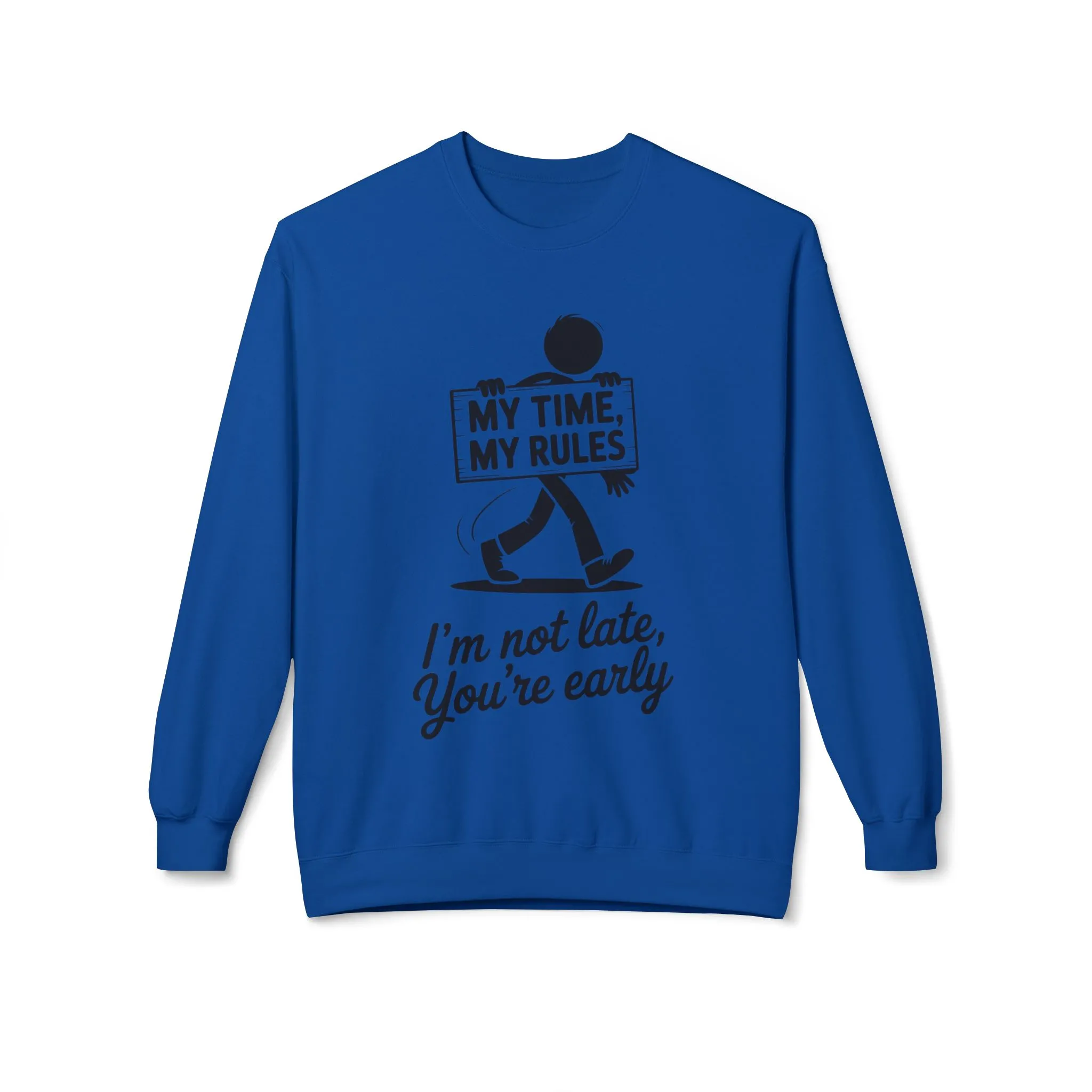Casual Men's Crewneck Sweatshirt, Funny Sweatshirt for Men, Perfect Gift for Friends, My Time My Rules Design, Time Management Humor - Image 18