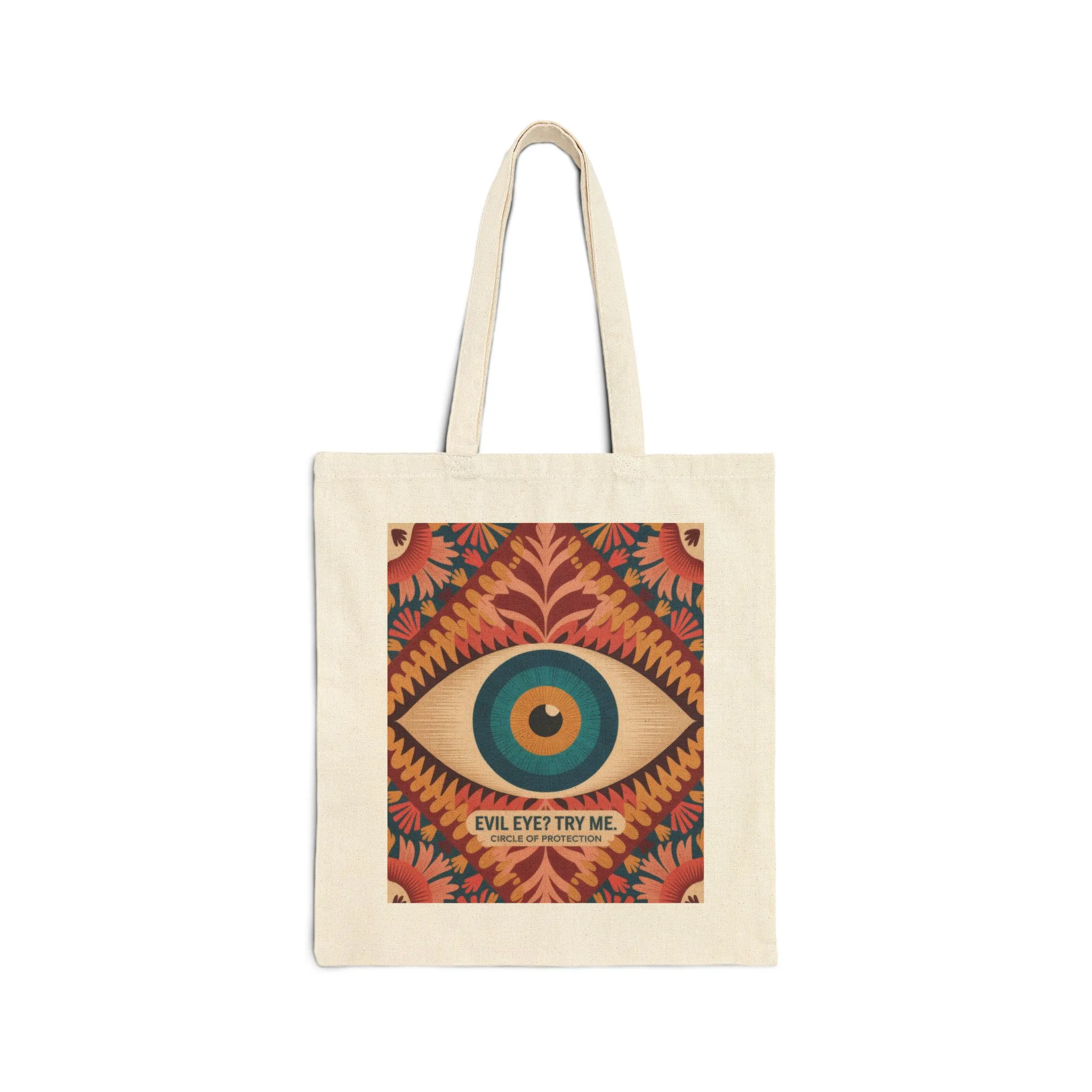 Vibrant Eye Design Canvas Tote Bag, Boho Shopper, Eco-Friendly Grocery Bag, Gift for Art Lovers, Sustainable Fashion - Image 2