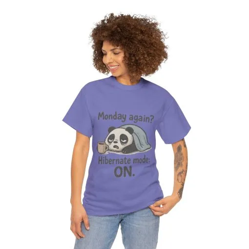 Funny Panda Hibernate Tee, Cute Animal Shirt, Unisex Cotton Tee, Gift for Lazy Days, Monday Motivation T-shirt - Image 20
