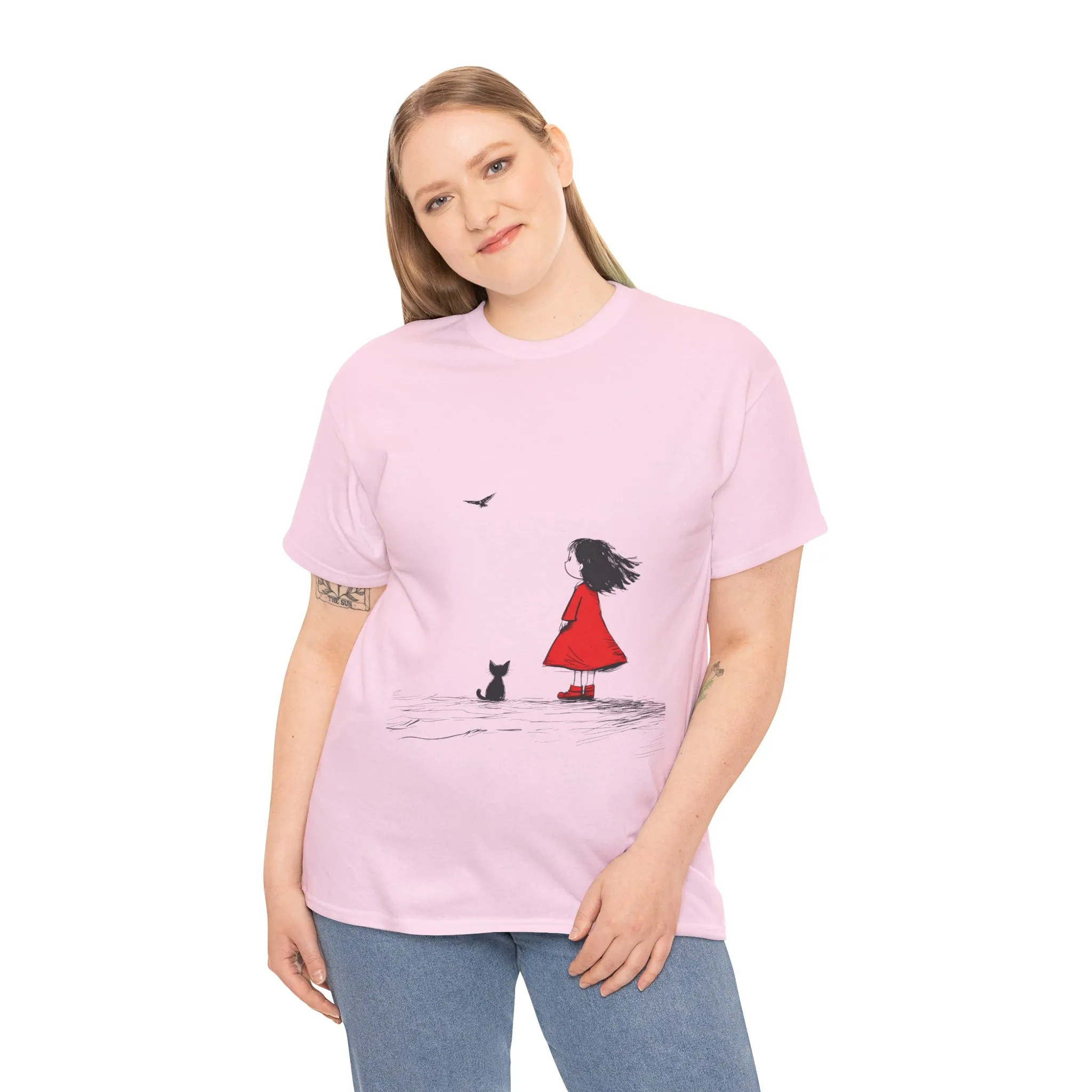 Cat Lover Tee, Cute Graphic T-Shirt, Cat & Girl Design, Gift for Cat Owners, Casual Stylish Unisex Cotton Shirt, Women's Cotton T-Shirt - Image 24