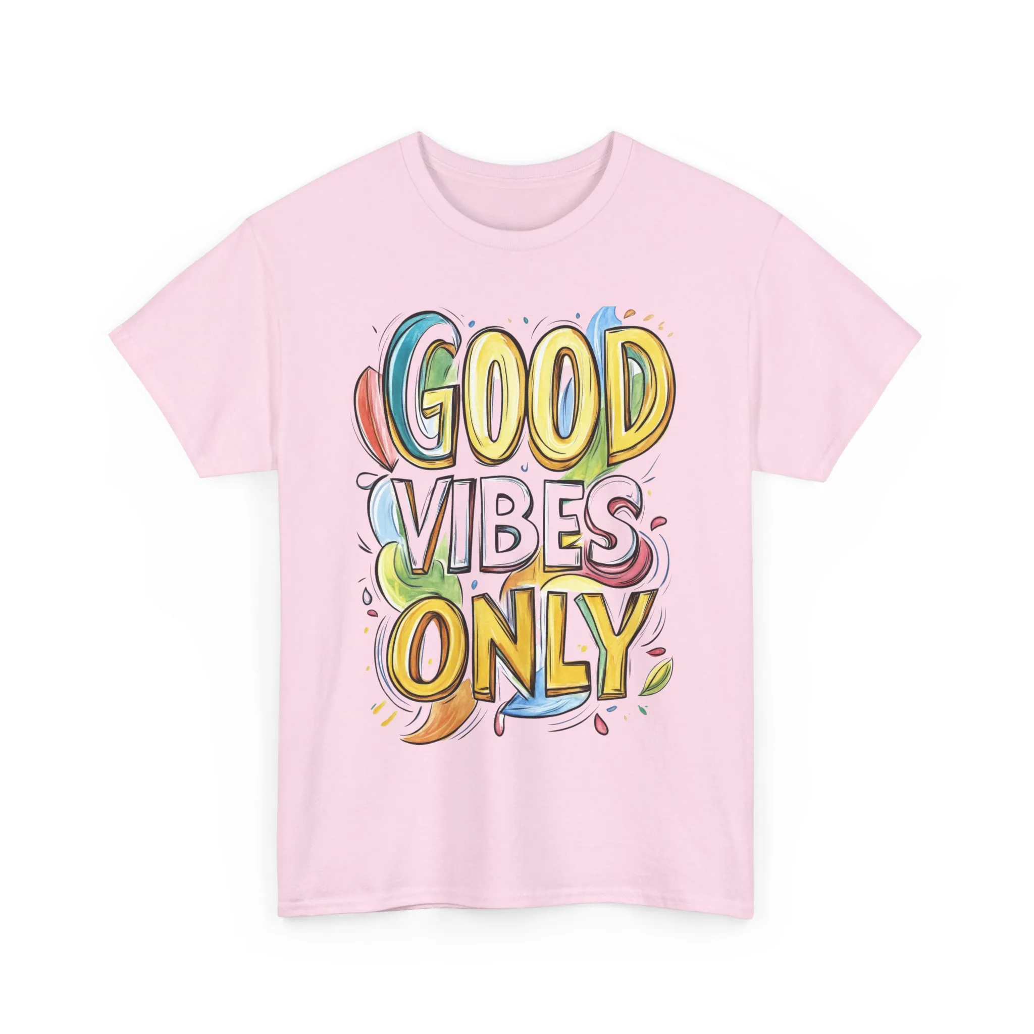 Good Vibes Only Women's Heavy Cotton Tee, Positive Energy Shirt, Graphic T-Shirt, Women's Casual Wear, Gift for Friends, Summer Outfit - Image 24