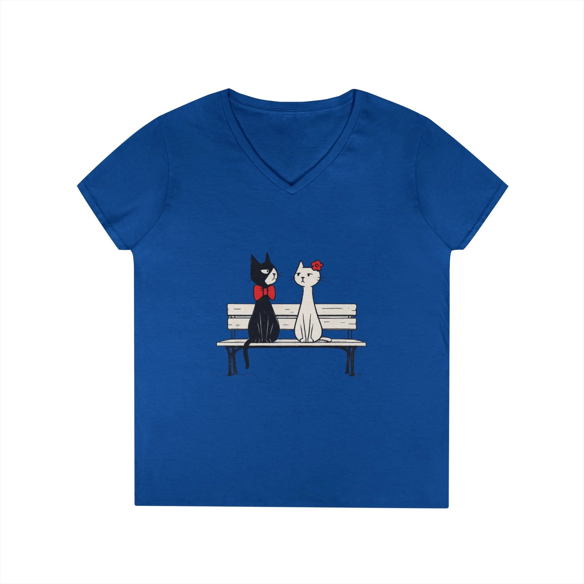 Cute Cat Lovers V-Neck T-Shirt, Casual Wear, Gift for Her, Pet Lovers, Best Friend Gift, Cute Cat Design, Valentine's Day, Cat Love - Image 20