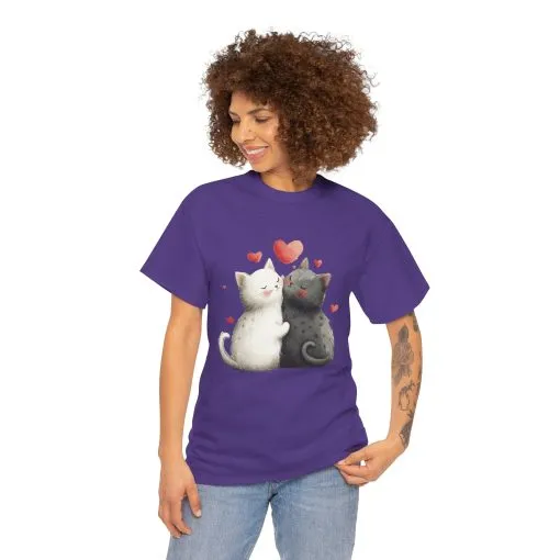 Cute Cat Love T-Shirt, Adorable Feline Couple Tee, Gift for Cat Lovers, Valentine's Day Shirt, Cozy Everyday Wear, Cat Mom T-Shirt - Image 27