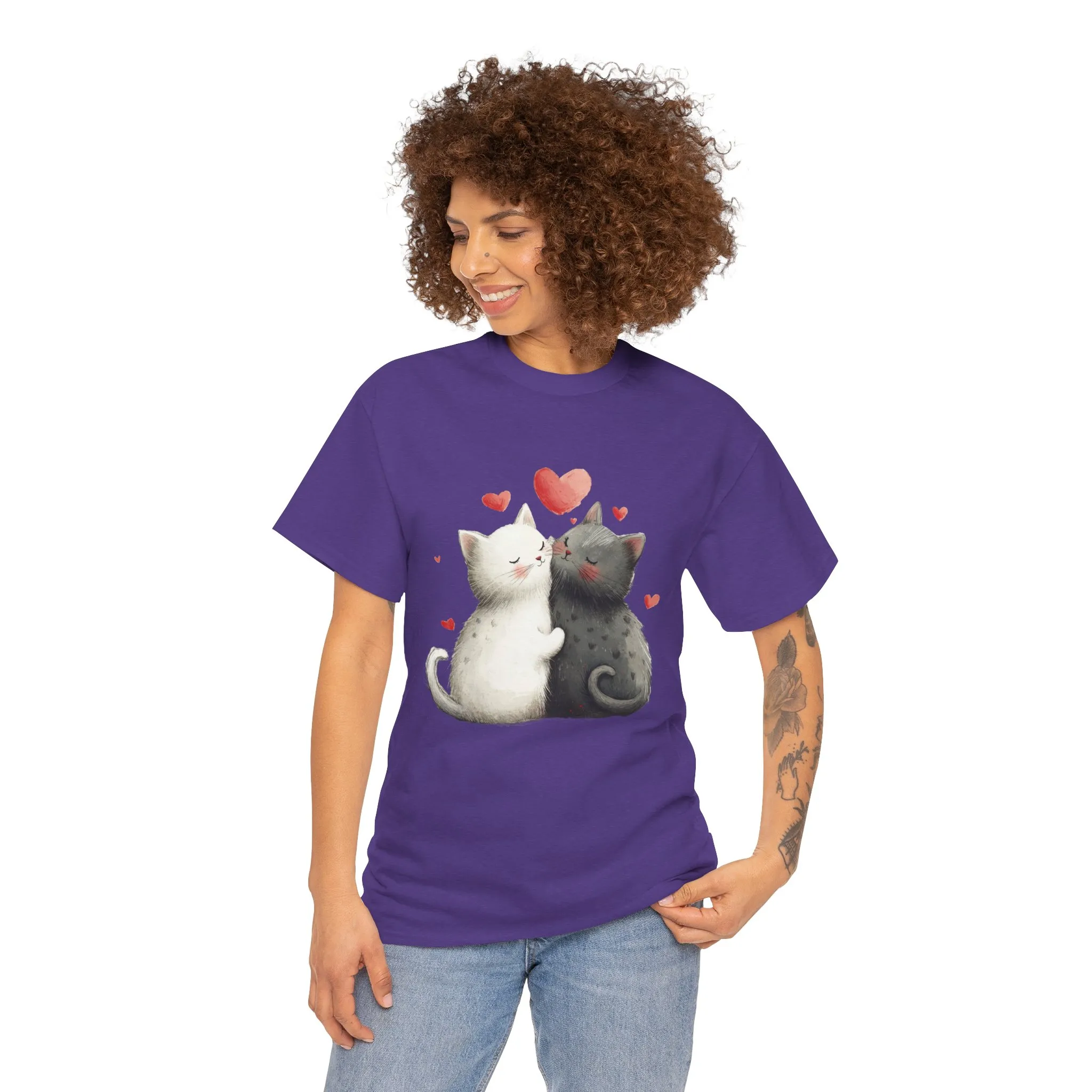 Cute Cat Love T-Shirt, Adorable Feline Couple Tee, Gift for Cat Lovers, Valentine's Day Shirt, Cozy Everyday Wear, Cat Mom T-Shirt - Image 27