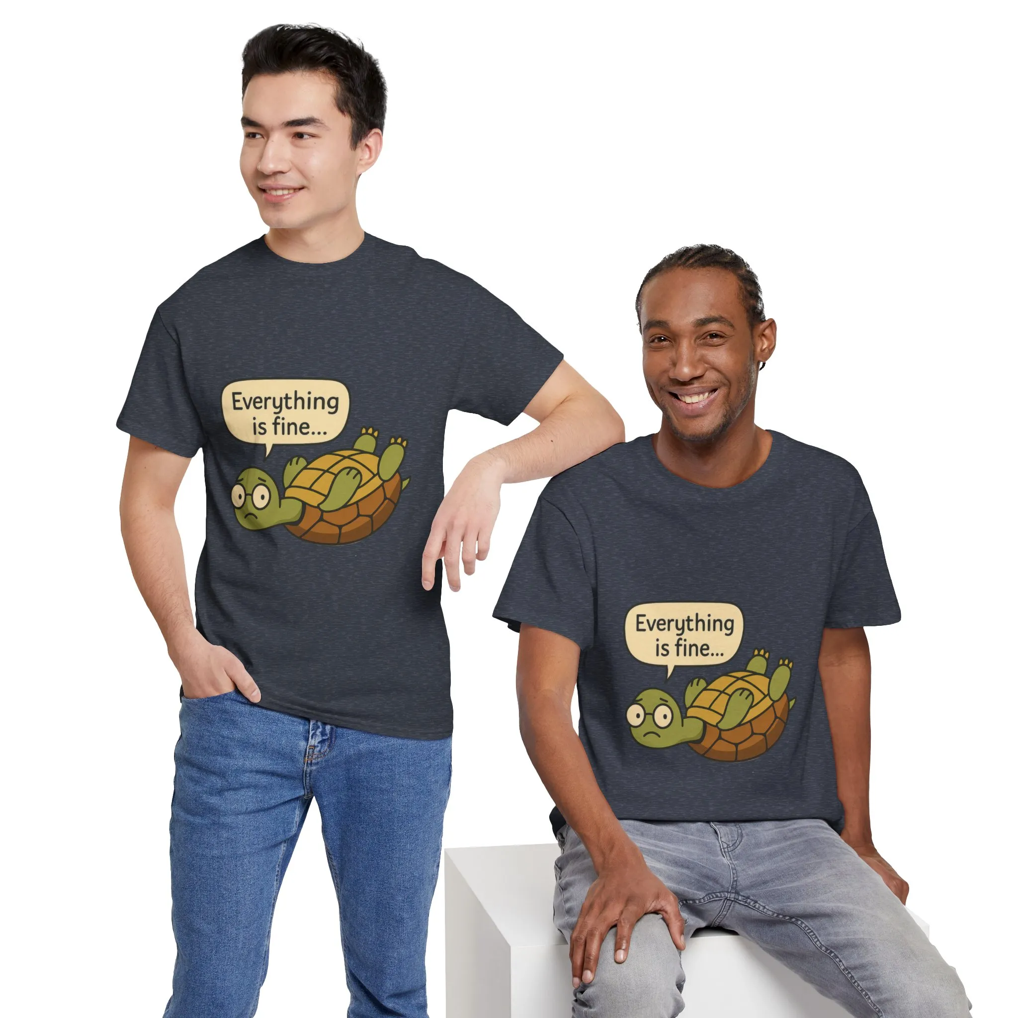 Everything is Fine Turtle Tee, Funny Unisex Cotton Tee, Cute Animal Shirt, Gift for Nature Lovers, Great for Humor, Positive message t-shirt - Image 29